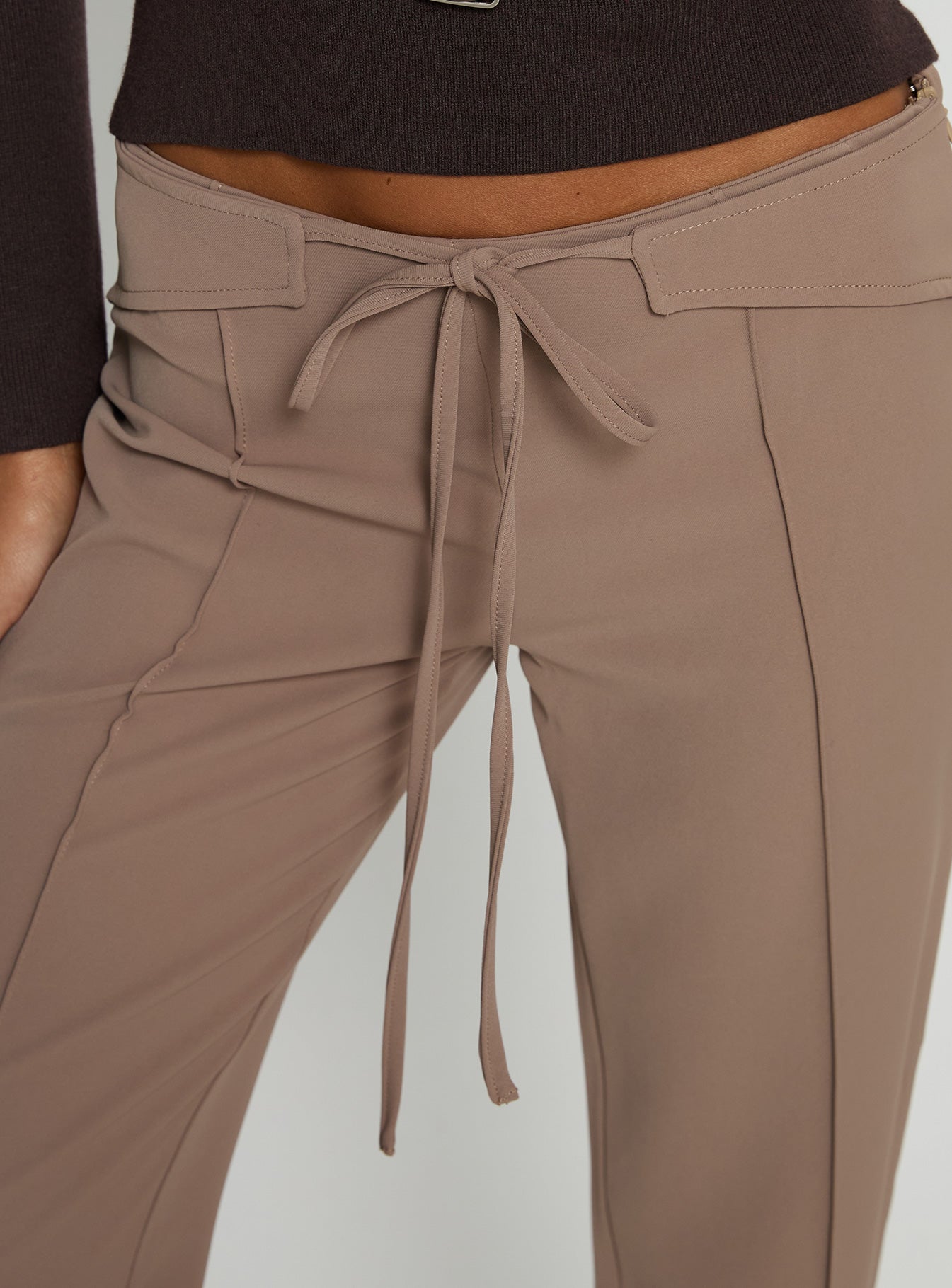 Narratives Wrap Tie Trouser Pant Taupe - Image 6