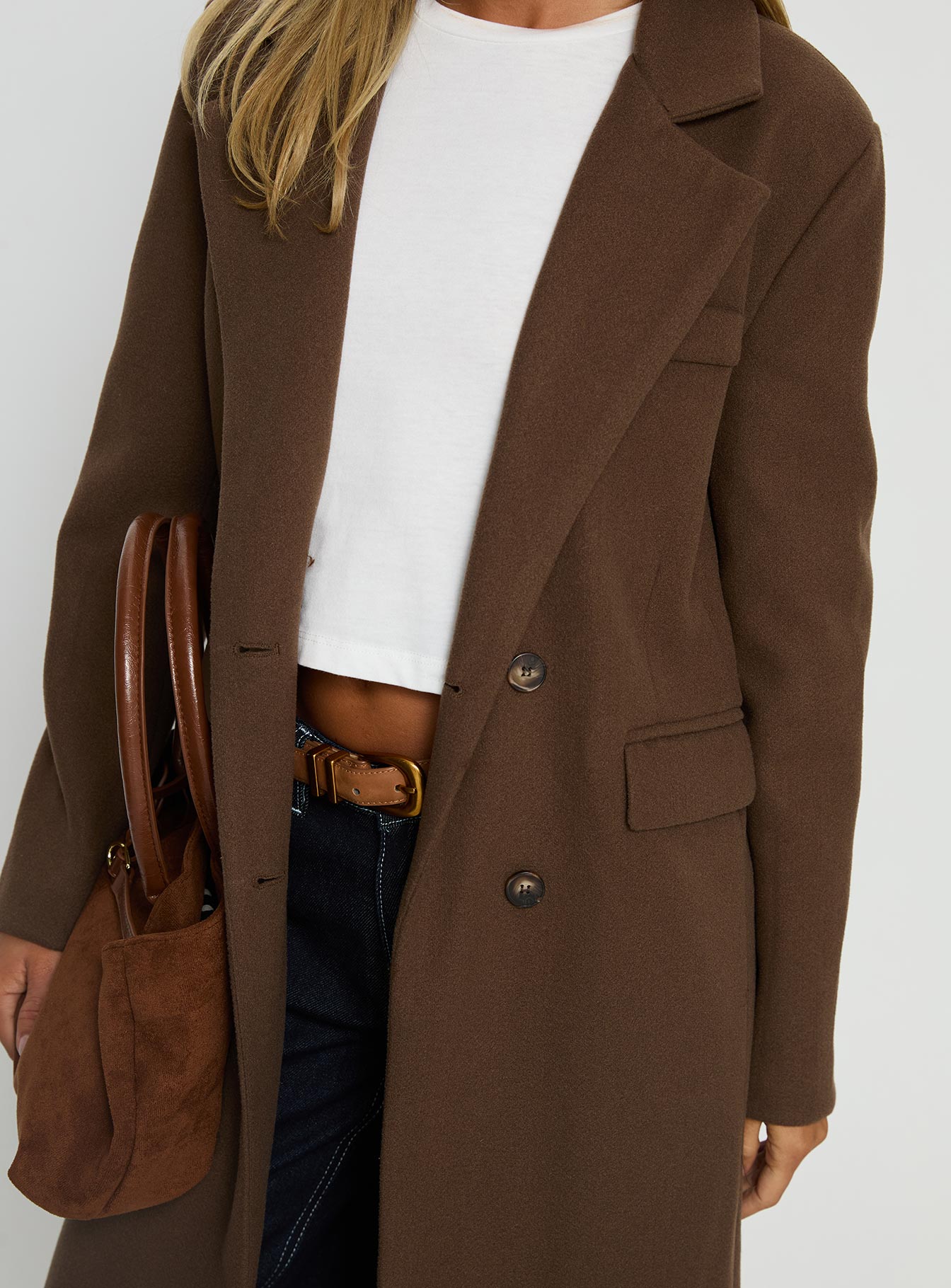 Lovergirl Longline Coat Brown - Image 6