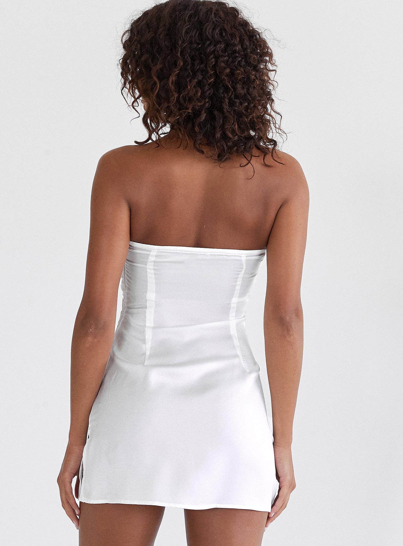 Irena Strapless Mini Dress White - Image 4
