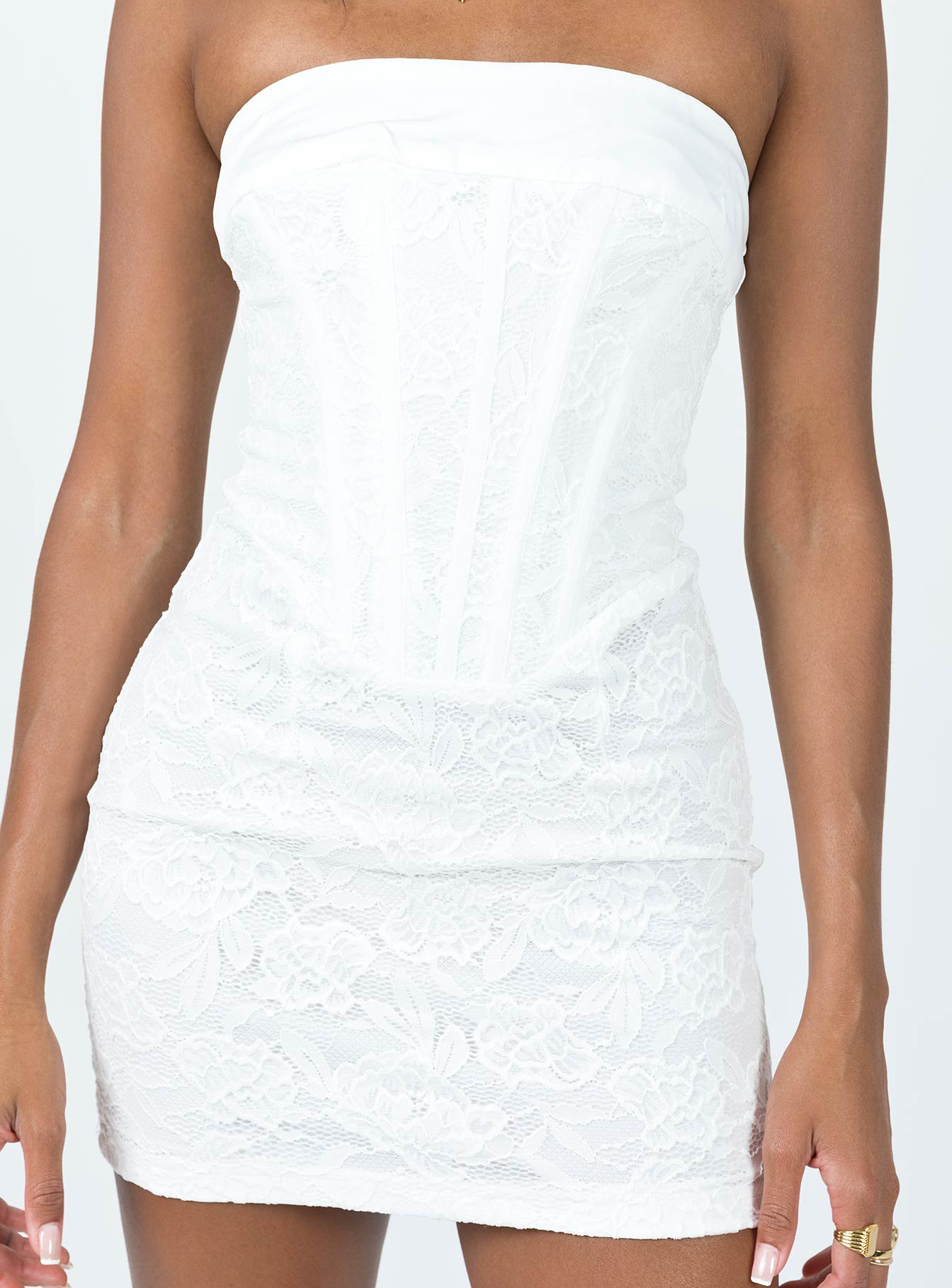 Brea Strapless Mini Dress White - Image 6