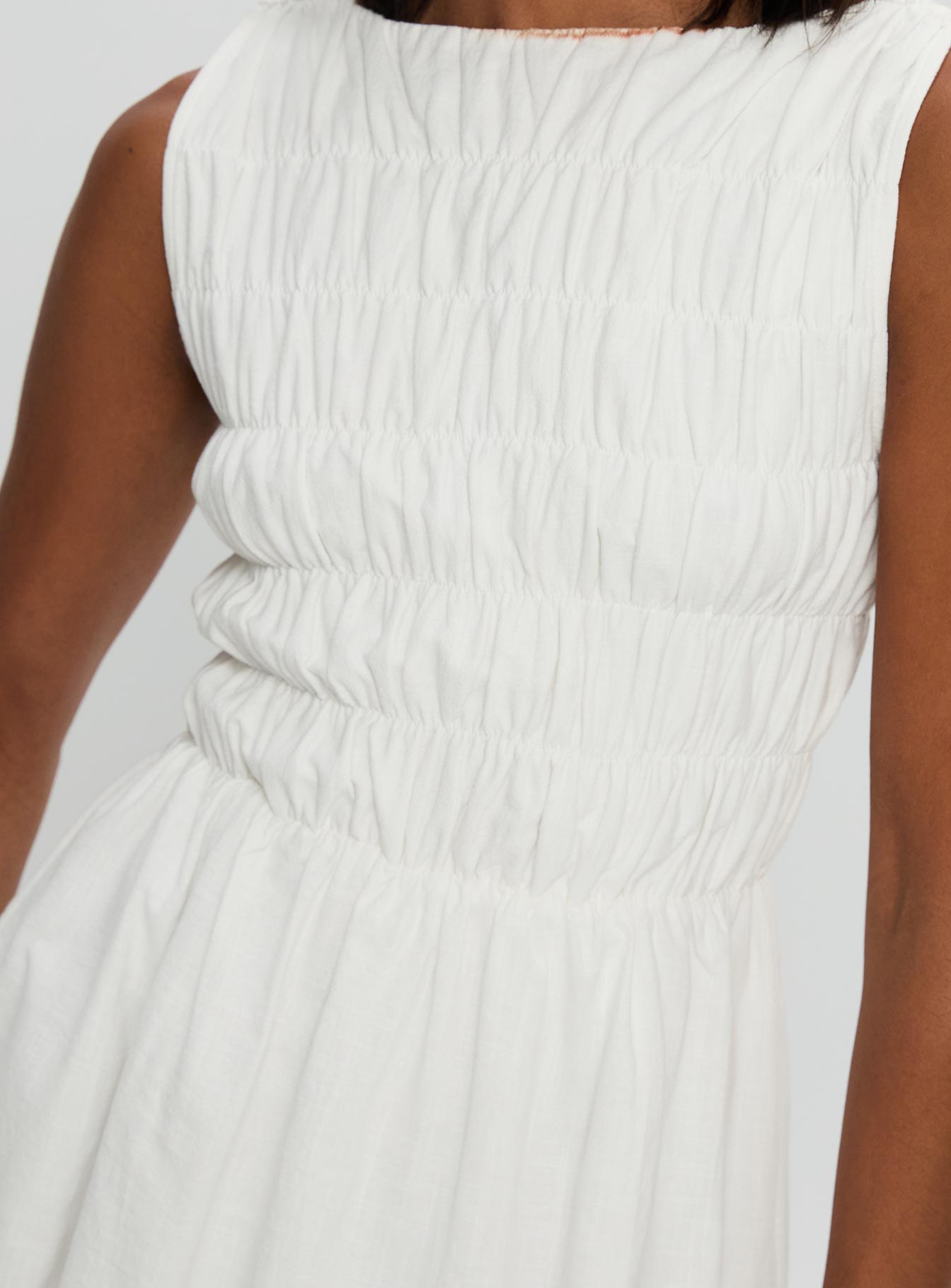 Melona Shirred Mini Dress White - Image 6