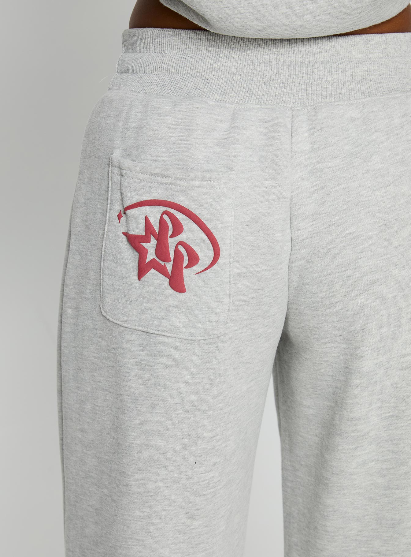 Princess Polly Stargirl Wide Leg Sweat Pants Grey Marle - Image 6