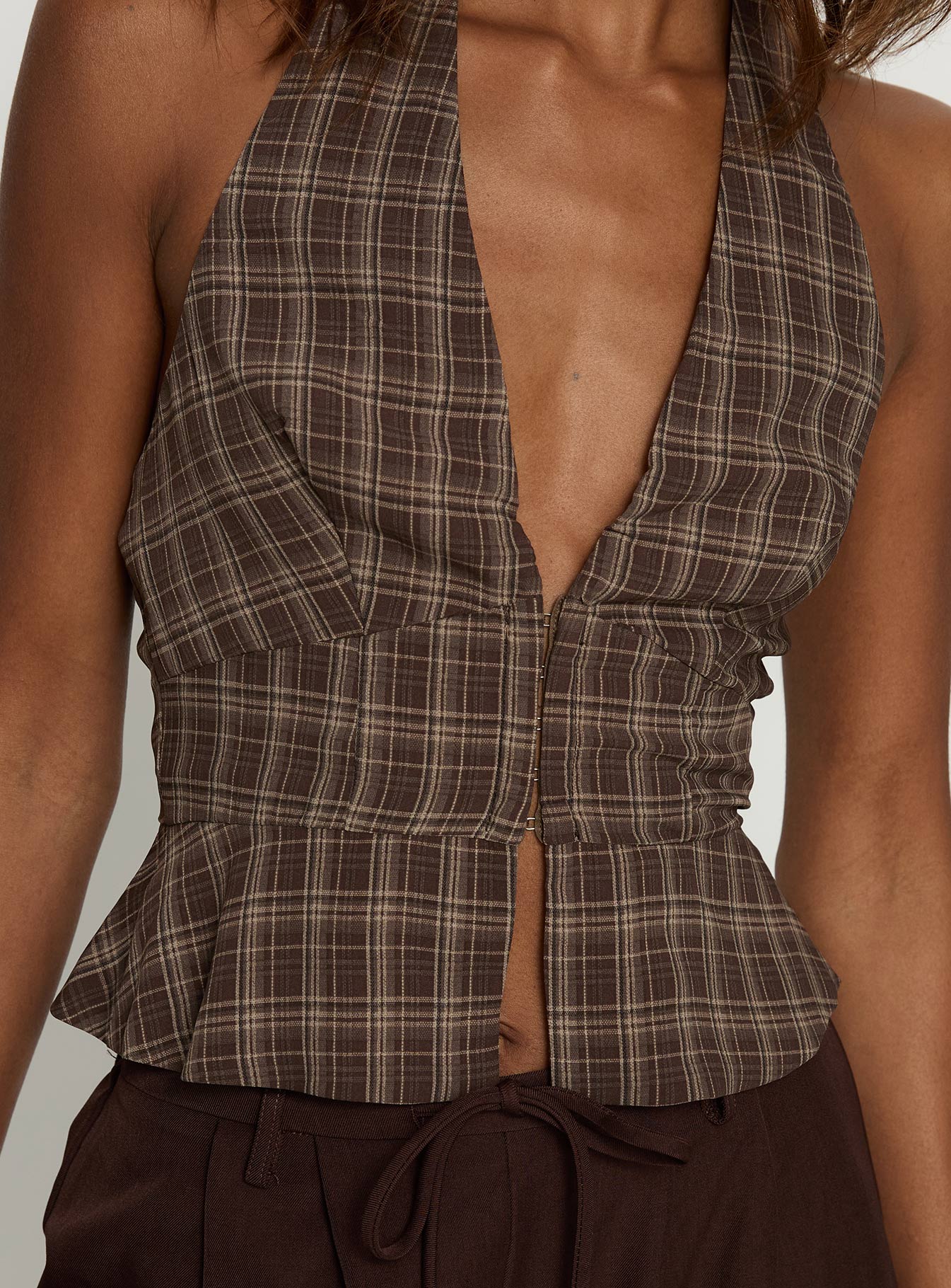 Pleasing Top Brown Check - Image 5