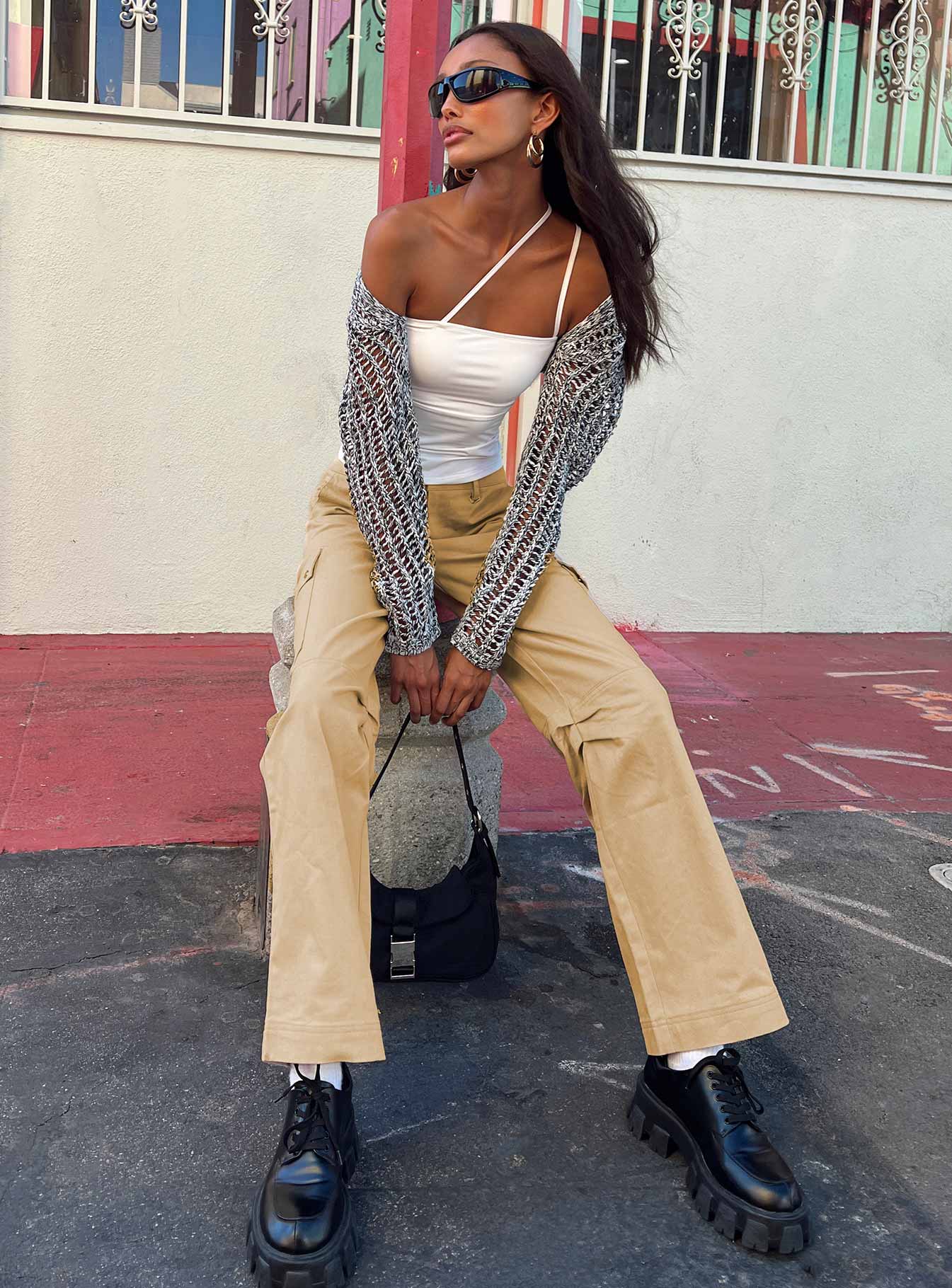 Fallout Mid Rise Cargo Pants Beige - Image 8