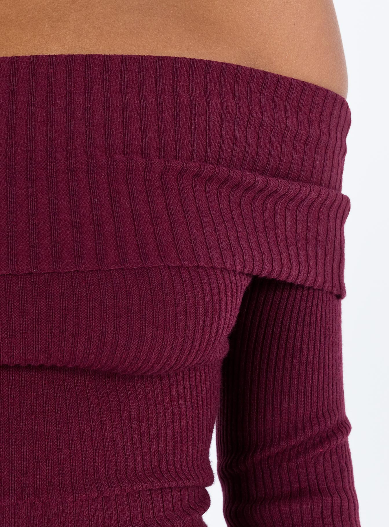 Morley Off Shoulder Sweater Burgundy - Image 7