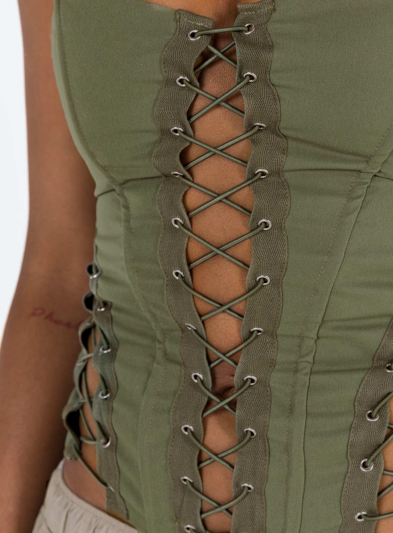 Eden Lace Up Corset Green - Image 7
