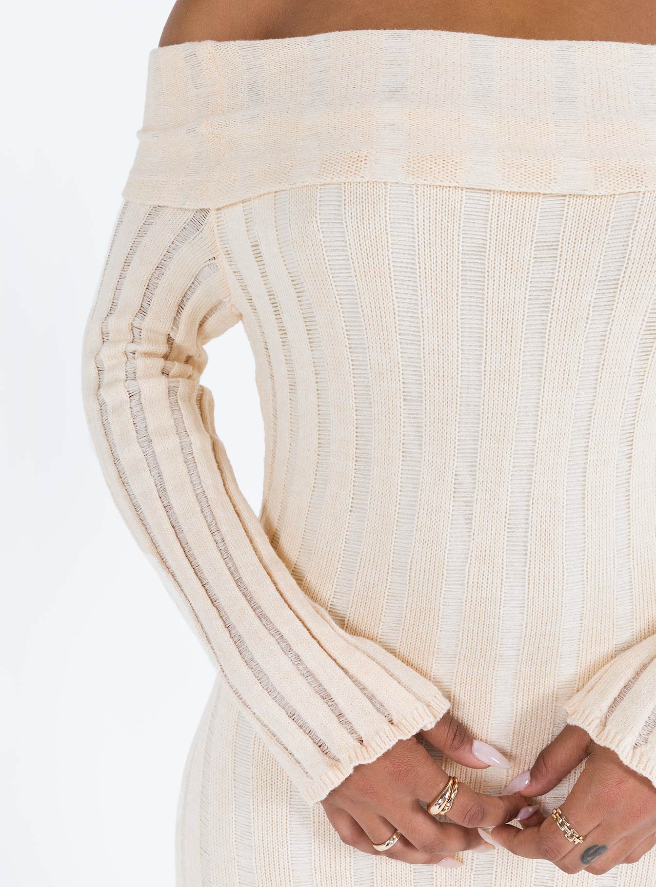 Lefler Off The Shoulder Maxi Dress Beige - Image 6