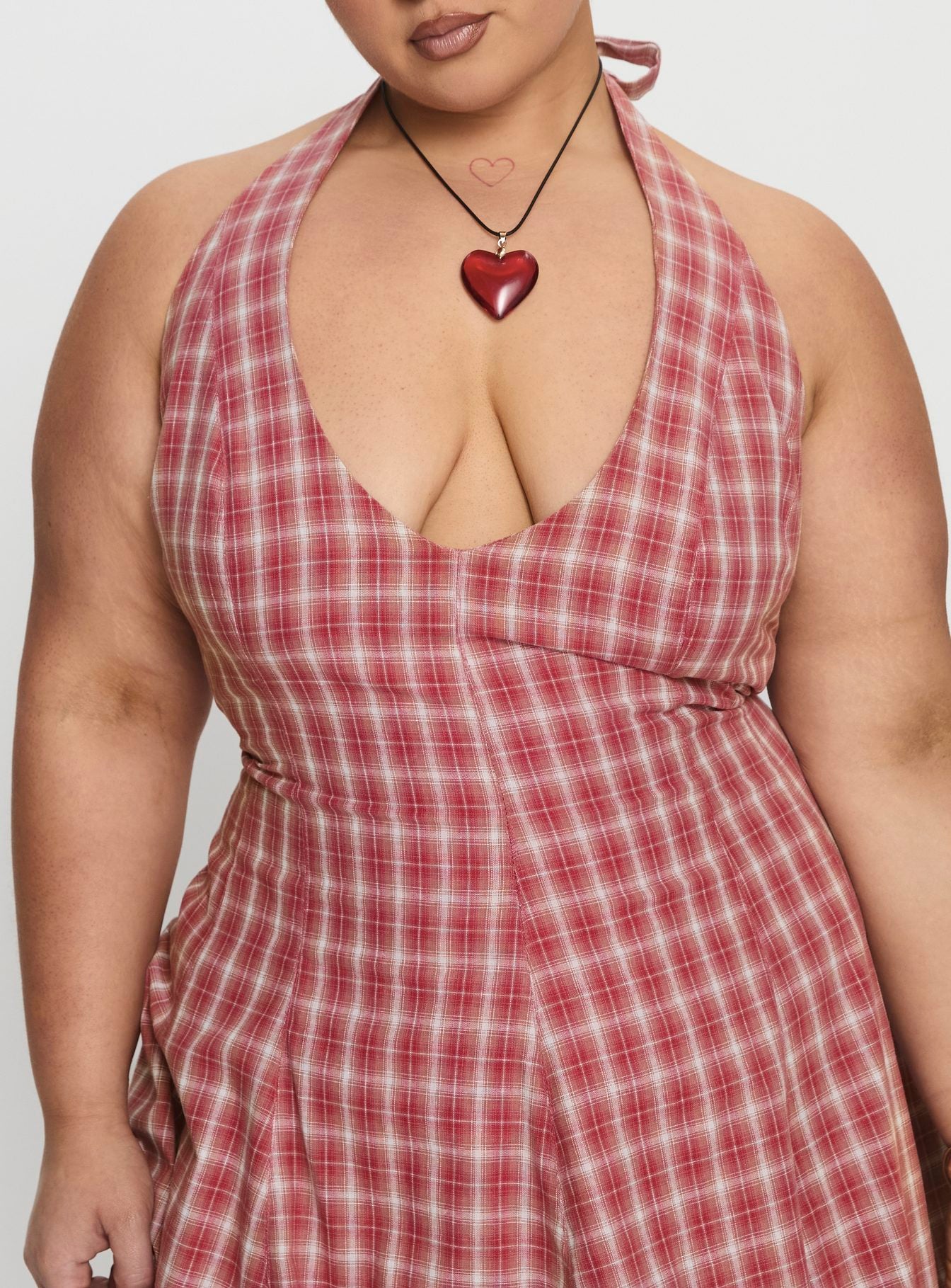Out Of Nowhere Halter Mini Dress Red Check Curve - Image 6