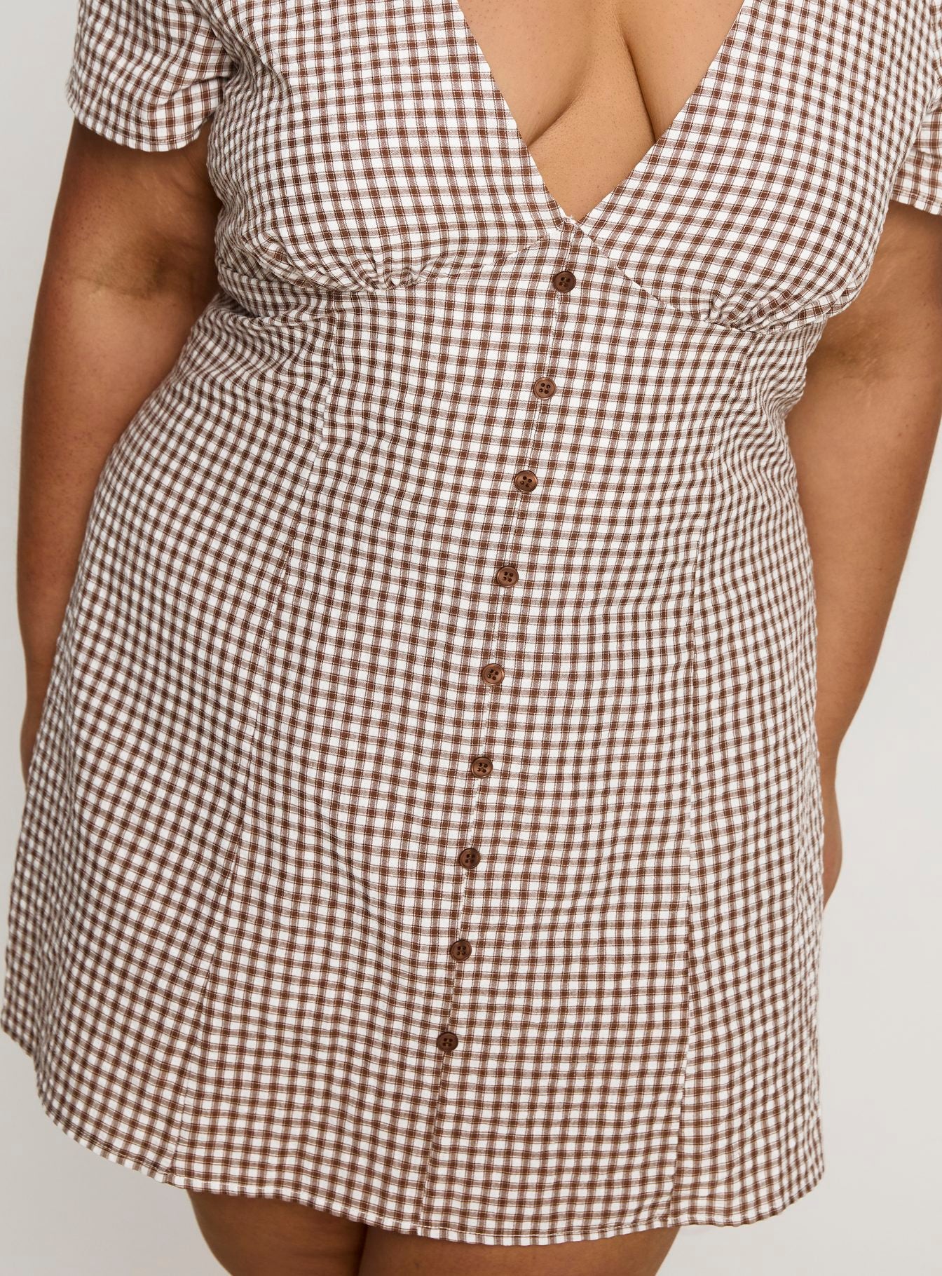 Loveliness Playsuit Brown Check Curve - Image 6