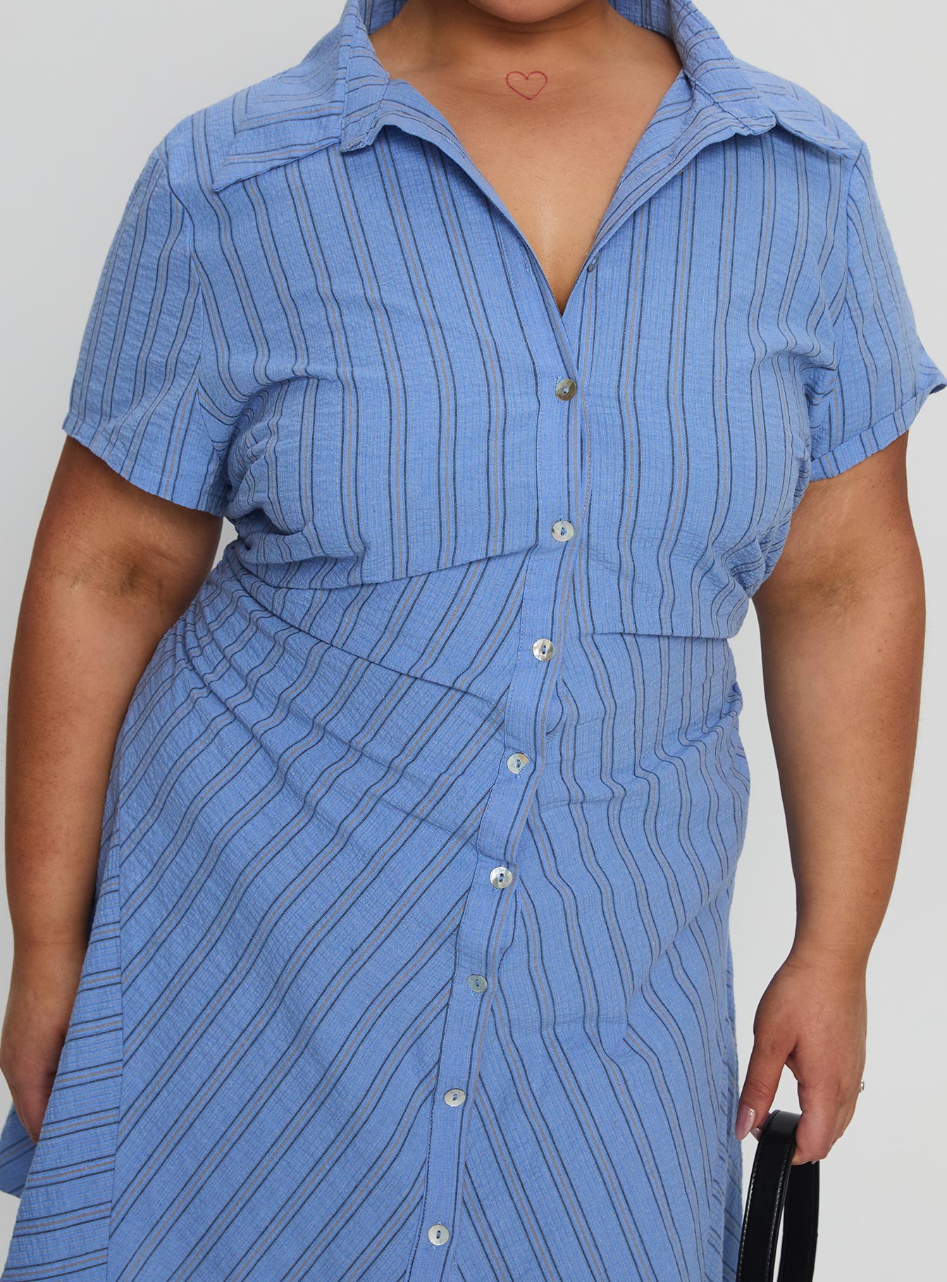 Saydie Button Down Mini Dress Blue Stripe Curve - Image 6