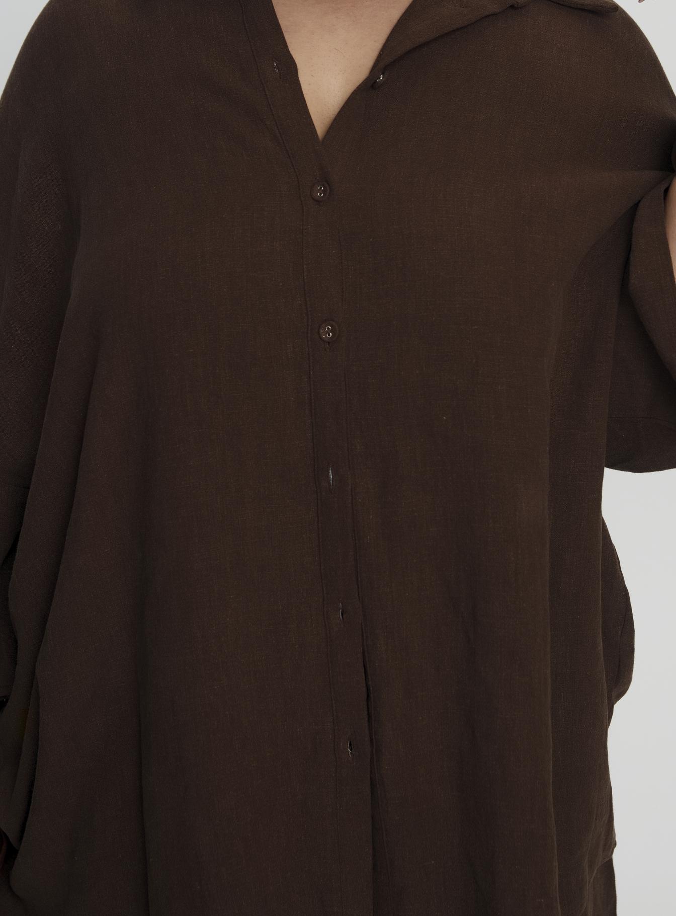 Peni Linen Button Down Top Chocolate Curve - Image 6
