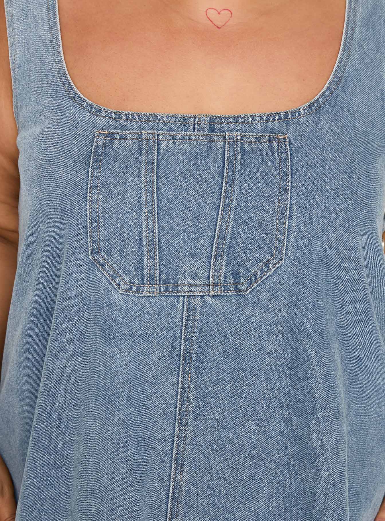 State Of Mind Mini Dress Blue Denim Curve - Image 5