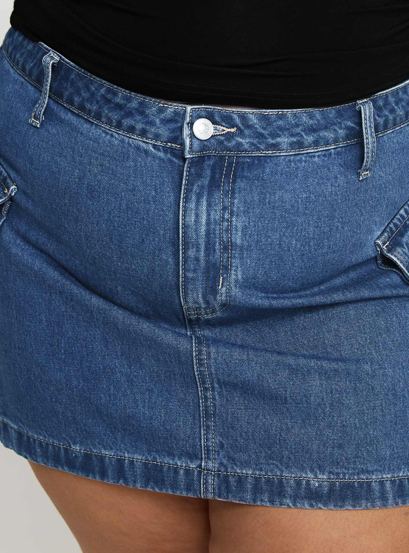 Zakai Cargo Denim Mini Skirt Mid Blue Curve - Image 6