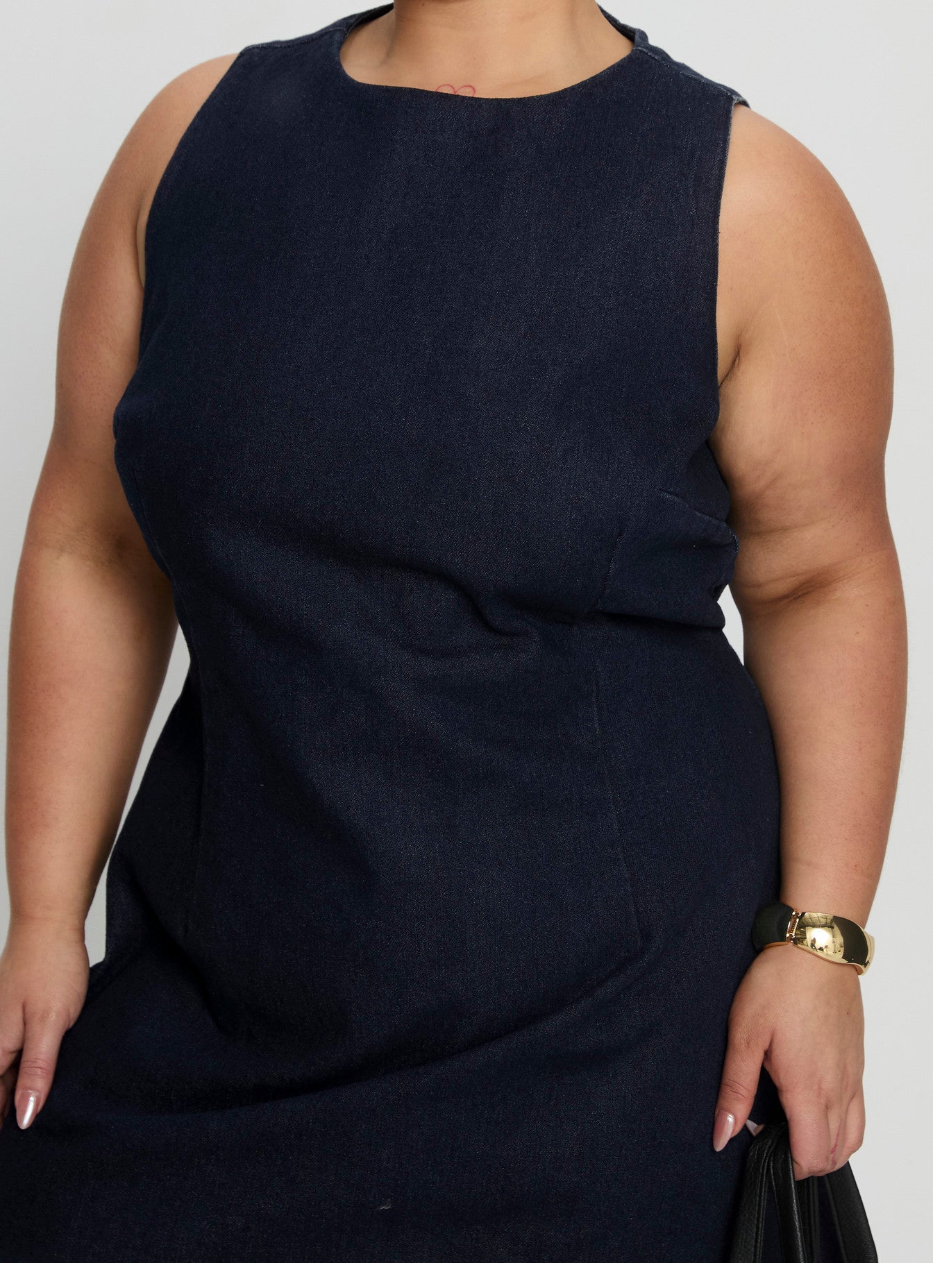 Ainsleigh Shift Denim Playsuit Dark Wash Curve - Image 6