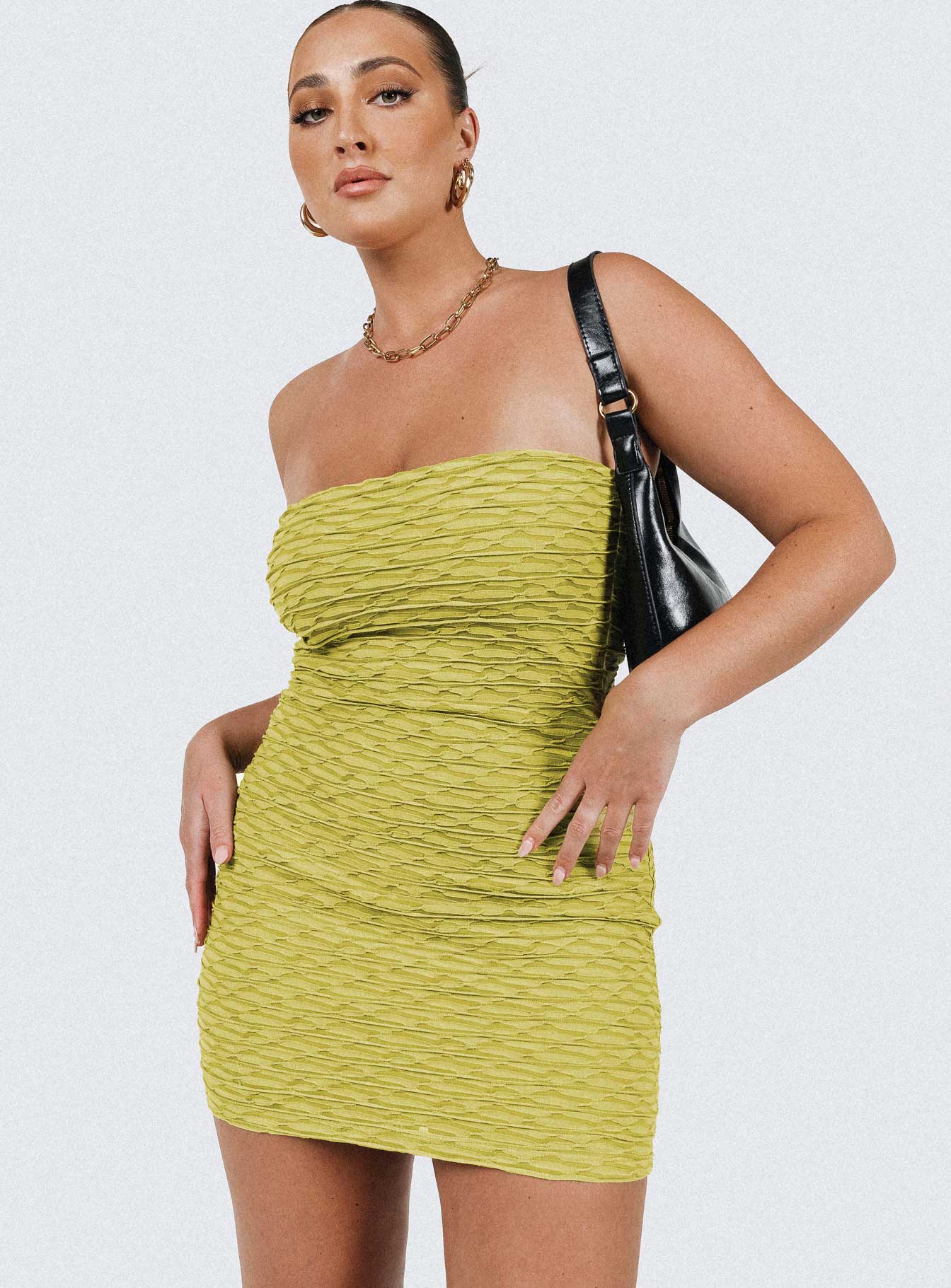 Cecile Strapless Mini Dress Green - Image 6