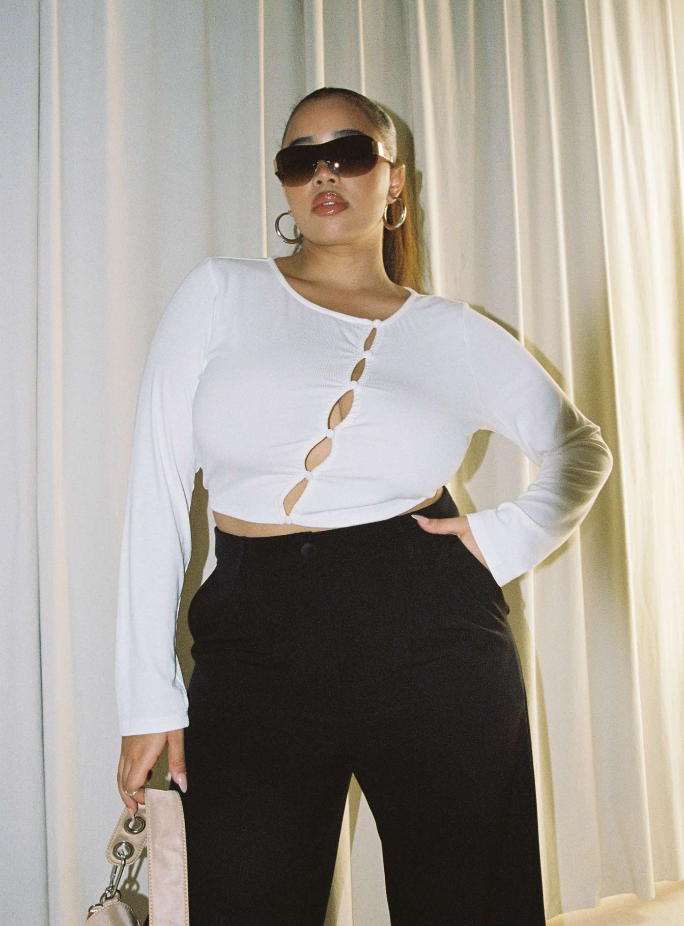 Astrid Long Sleeve Top White Curve - Image 5