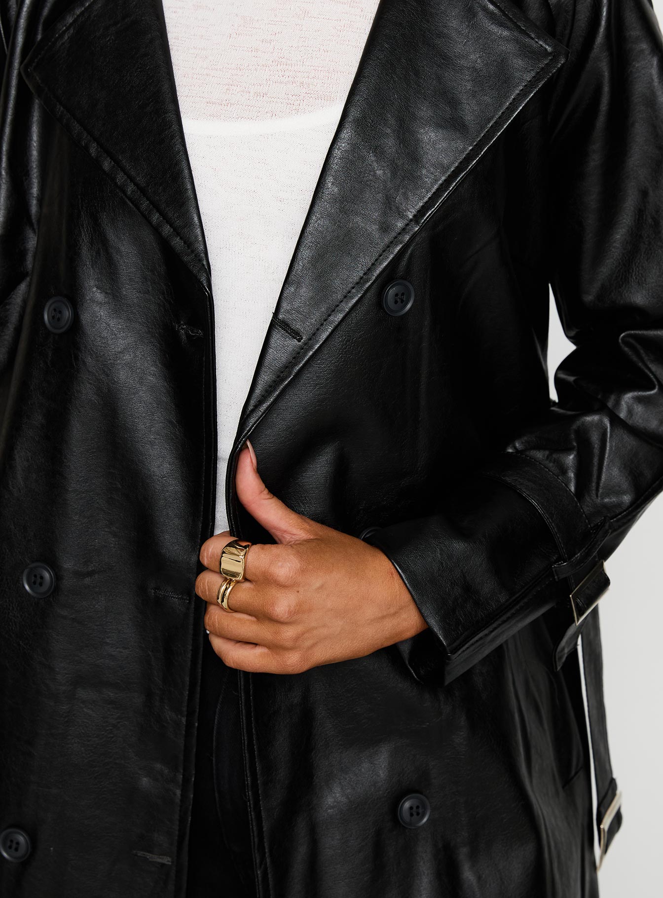 Montanna Faux Leather Coat Black - Image 19