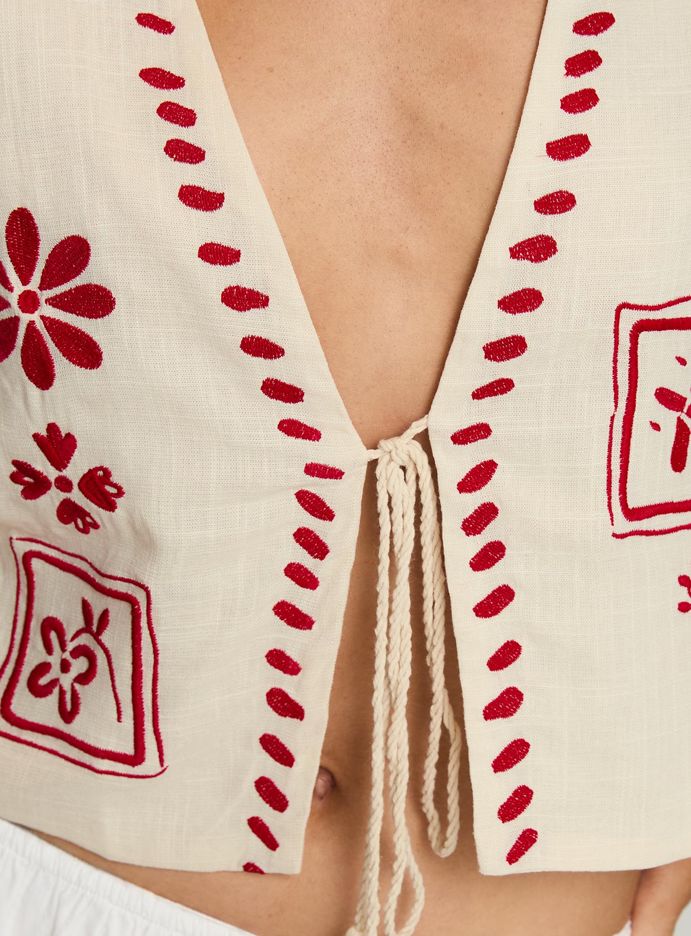 Grazia Vest Top Cream / Red - Image 6