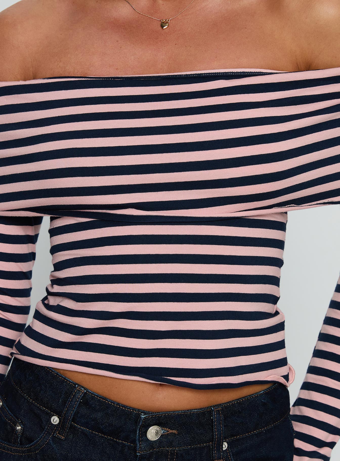 Janicia Off Shoulder Top Pink Stripe - Image 6