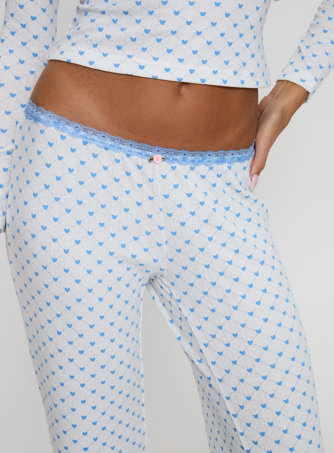 Whimsie Pointelle Sleep Pants Blue / White - Image 6