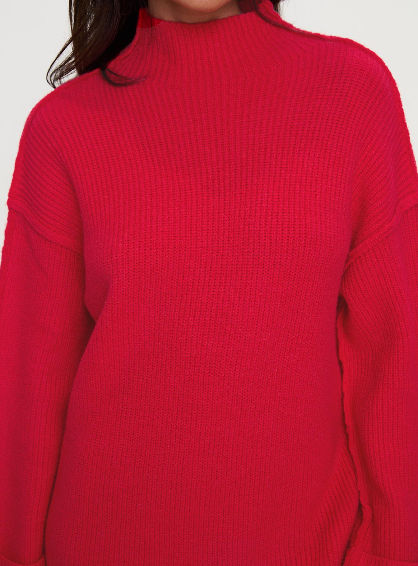 Weslie Long Sleeve Knit Mini Dress Red - Image 5
