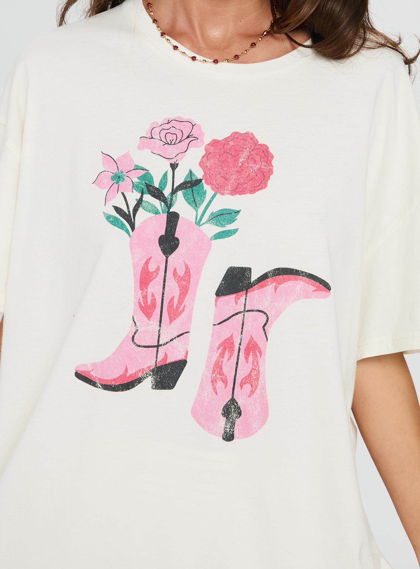 Lassie Girl Oversized Graphic Top Cream - Image 5