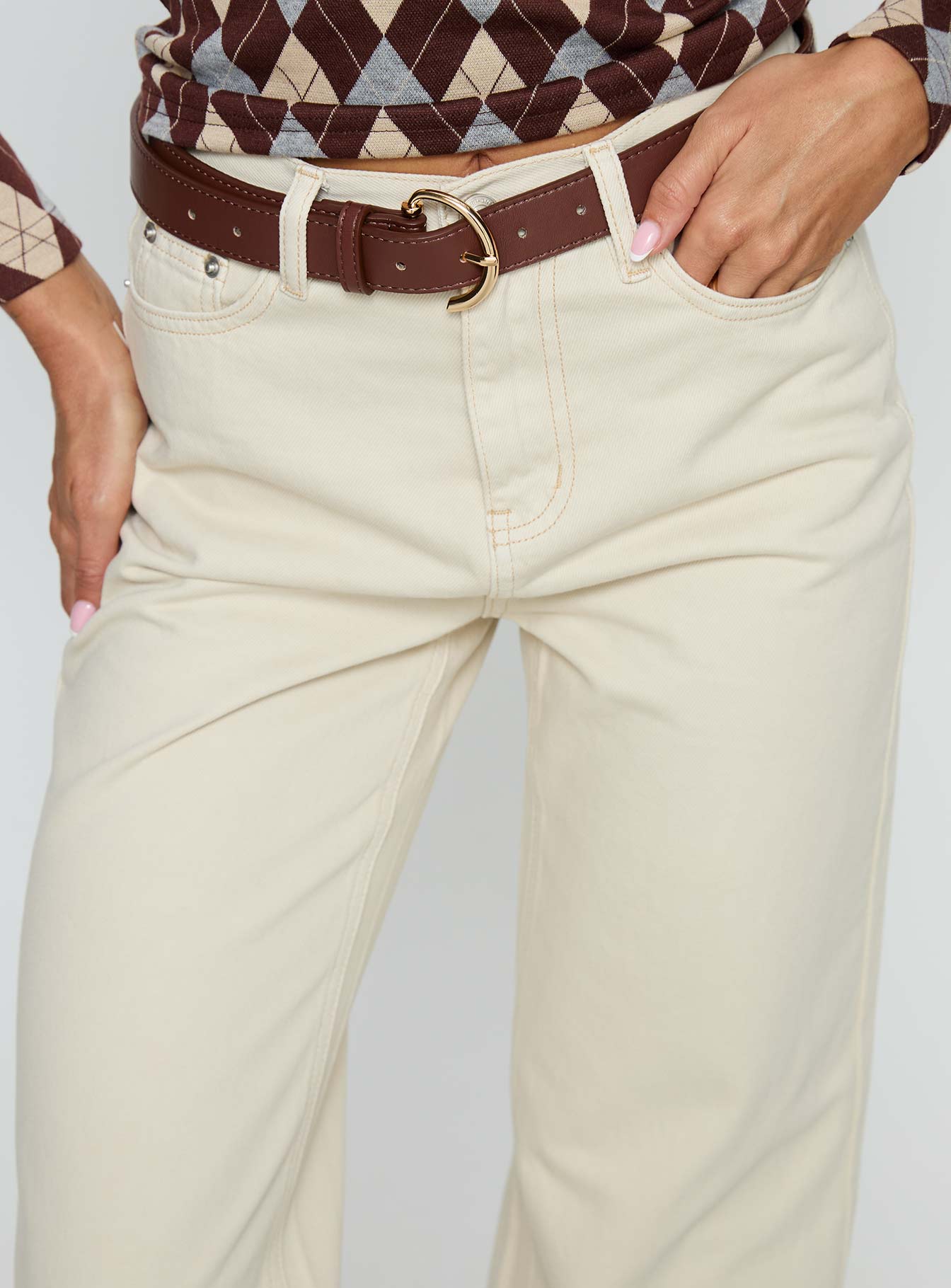 Maple Mid Rise Flare Jeans Ecru - Image 6