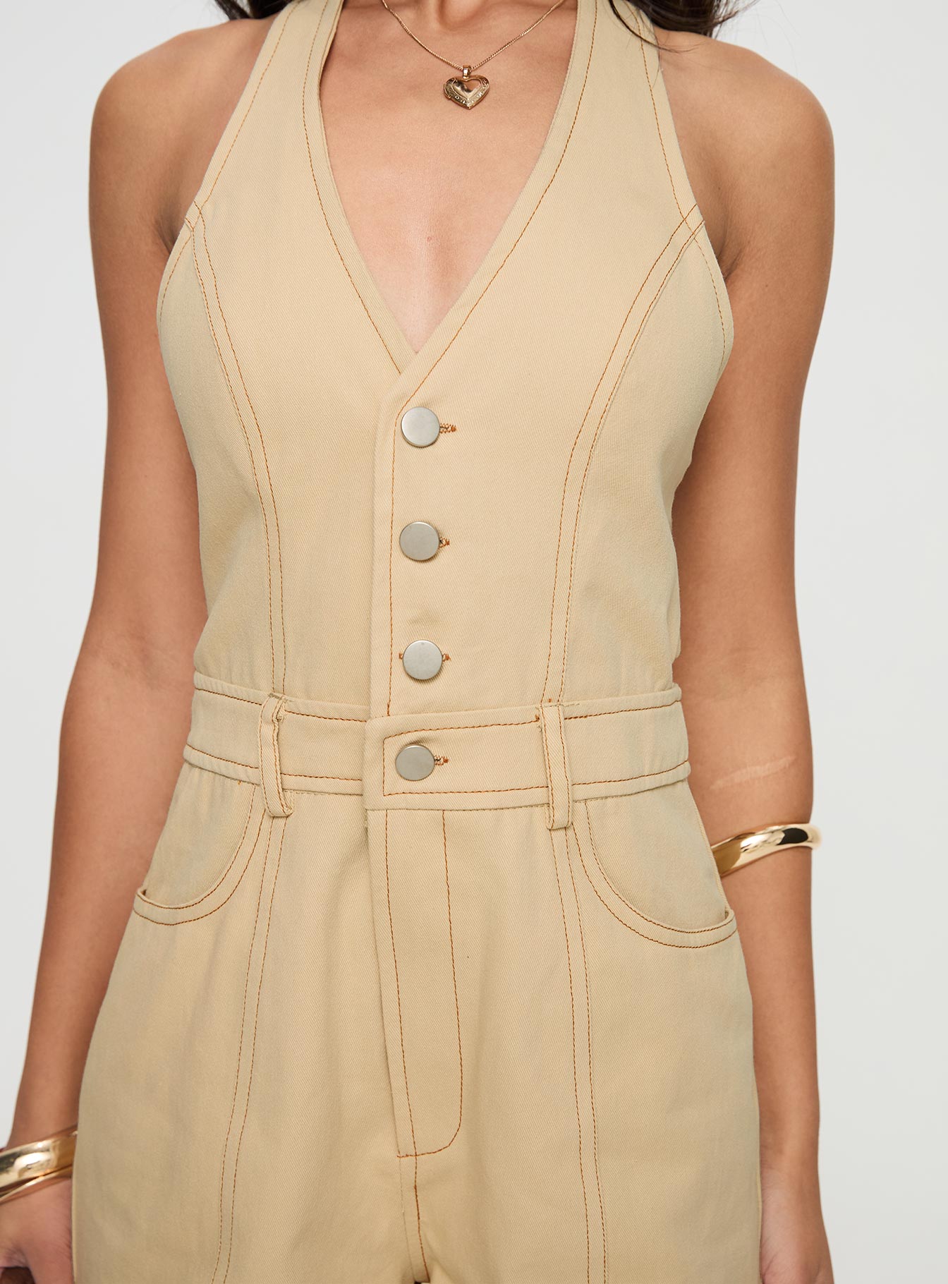 Jayalen Halter Romper Ecru - Image 6