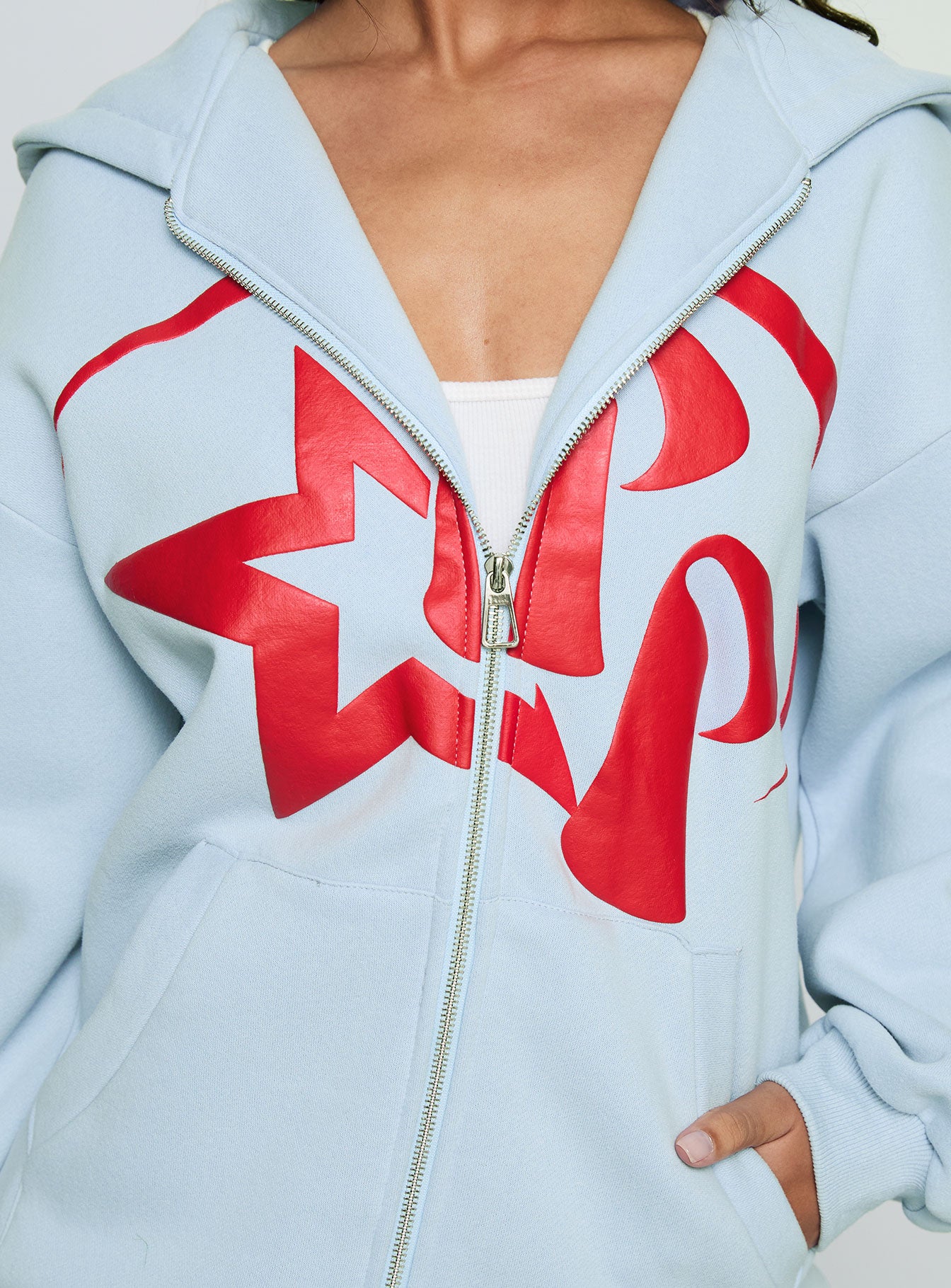 Starblazer Zip Up Graphic Hoodie Blue / Red - Image 6