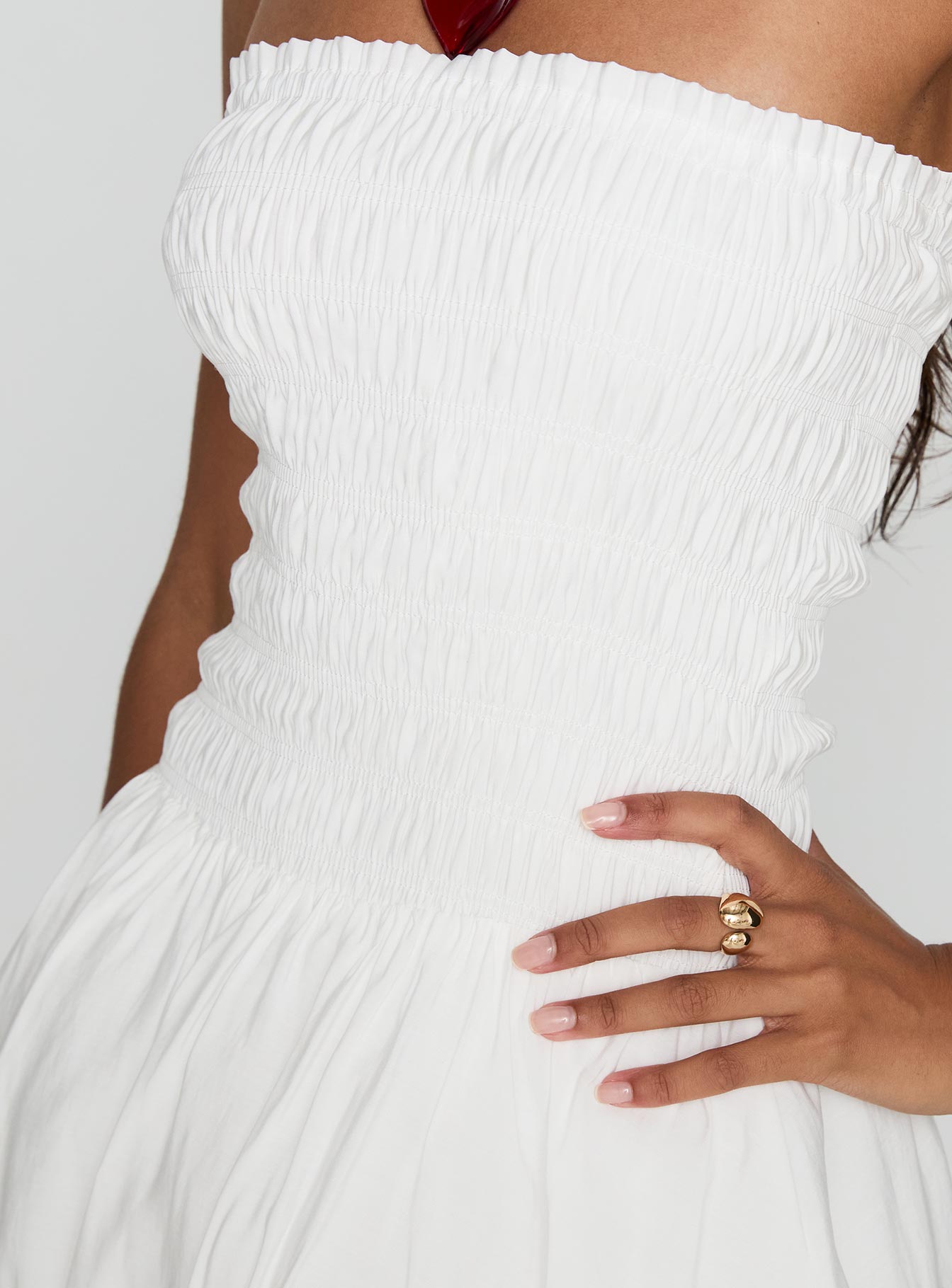 Anemone Bubble Hem Mini Dress White - Image 6