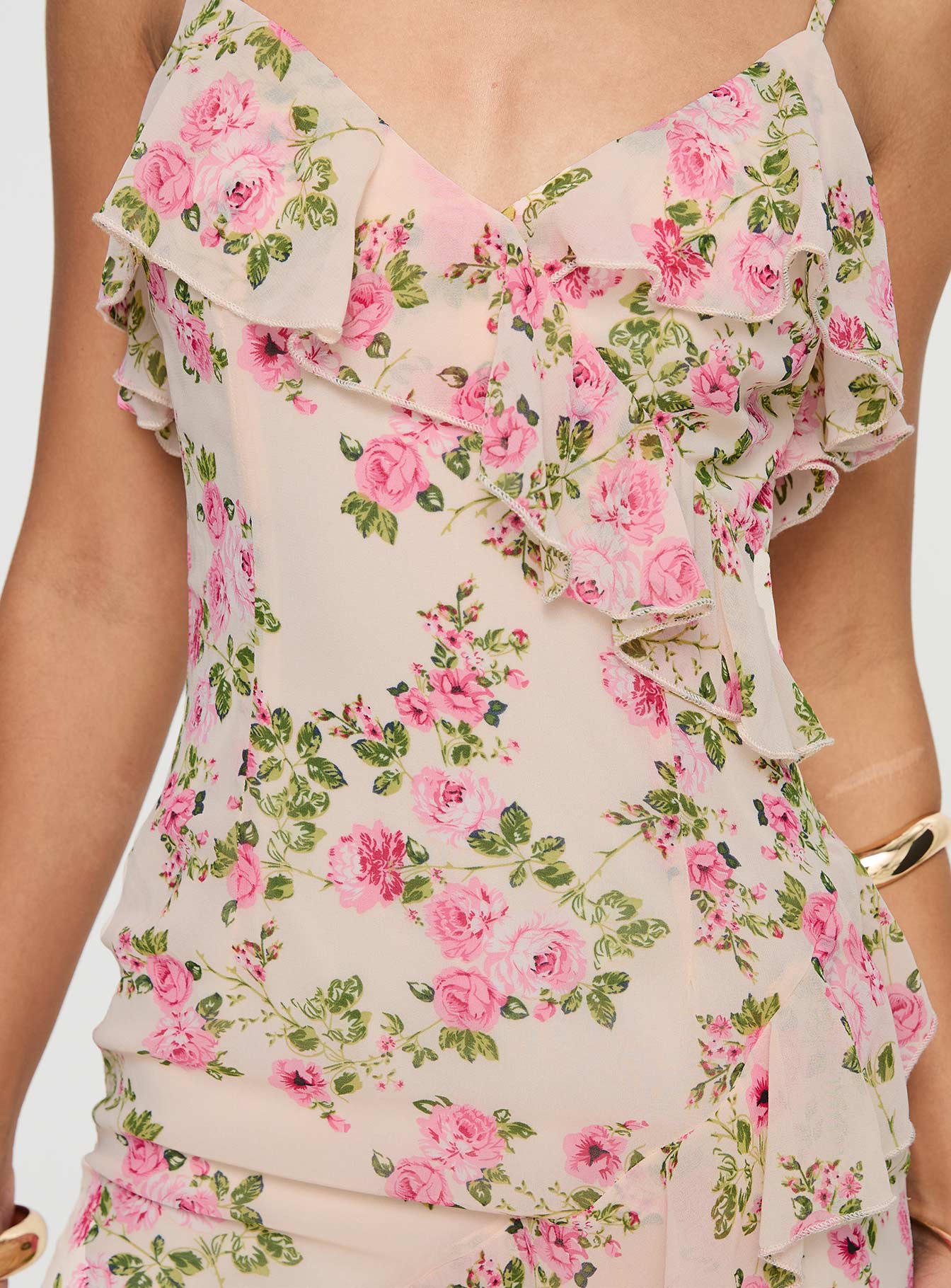 Garys Midi Dress Cream Floral - Image 6