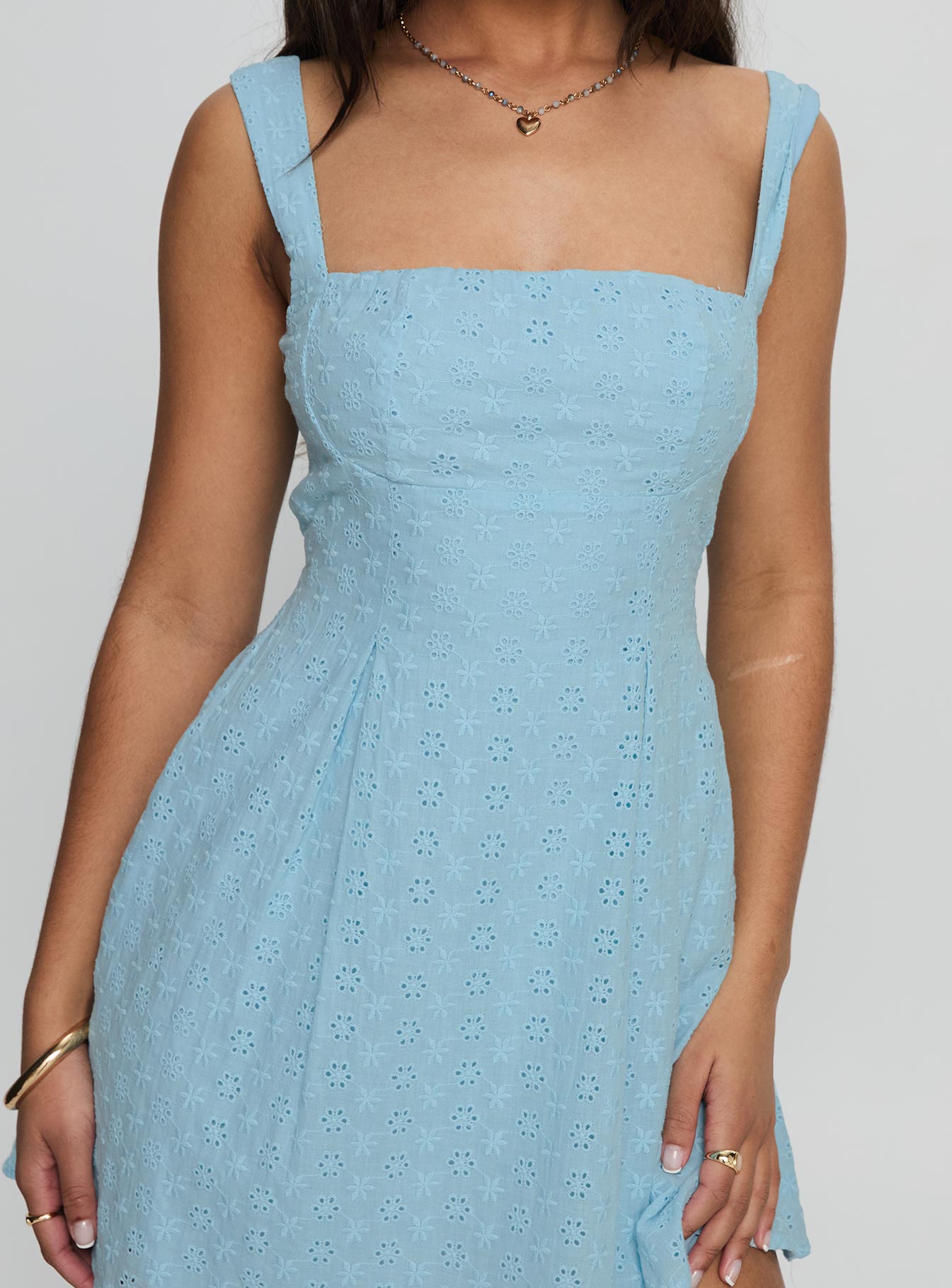 Xanthus Embroidered Mini Dress Blue - Image 5