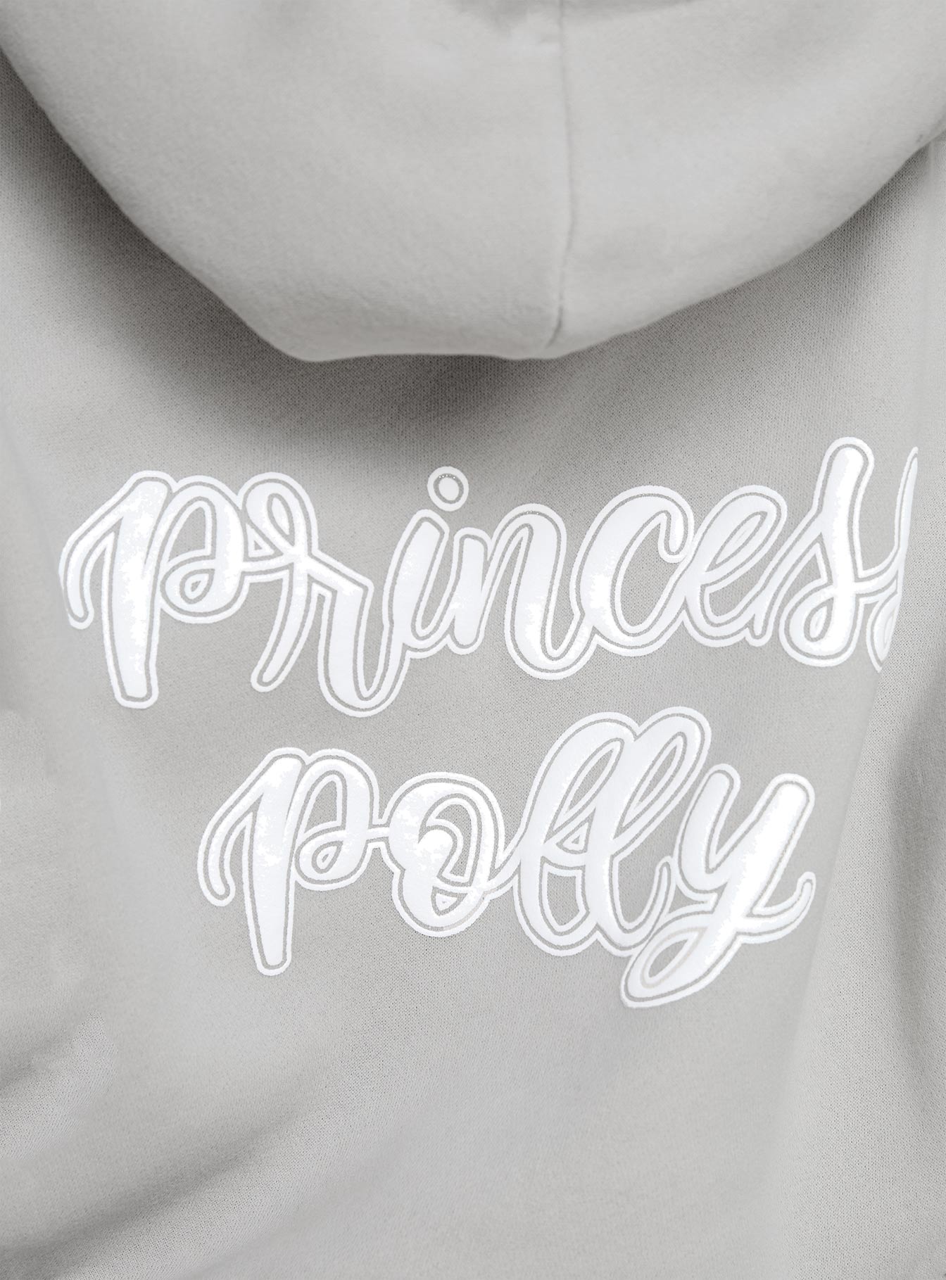 Princess Polly Hooded Sweatshirt Puff Text Grey - Image 6