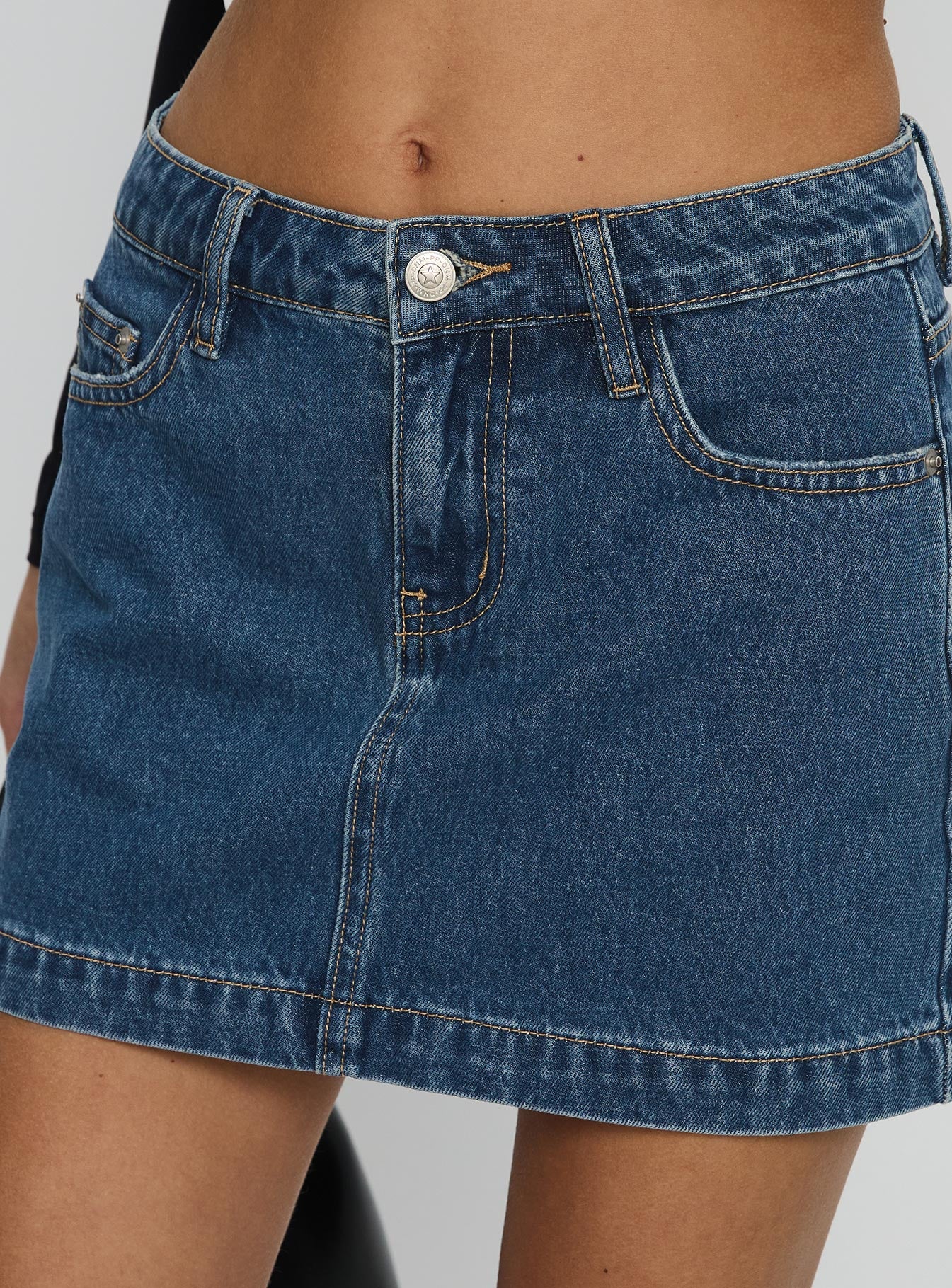 Nickei Denim Mini Skirt Mid Wash Tall - Image 6