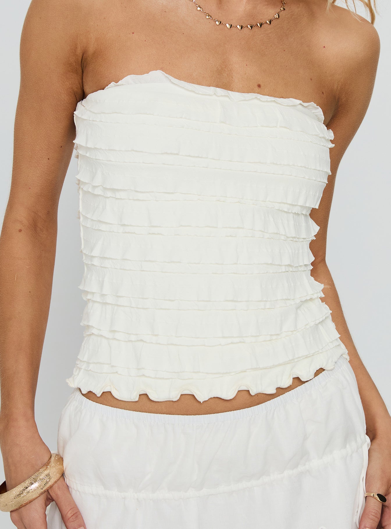 Jullian Strapless Textured Top Ivory - Image 6