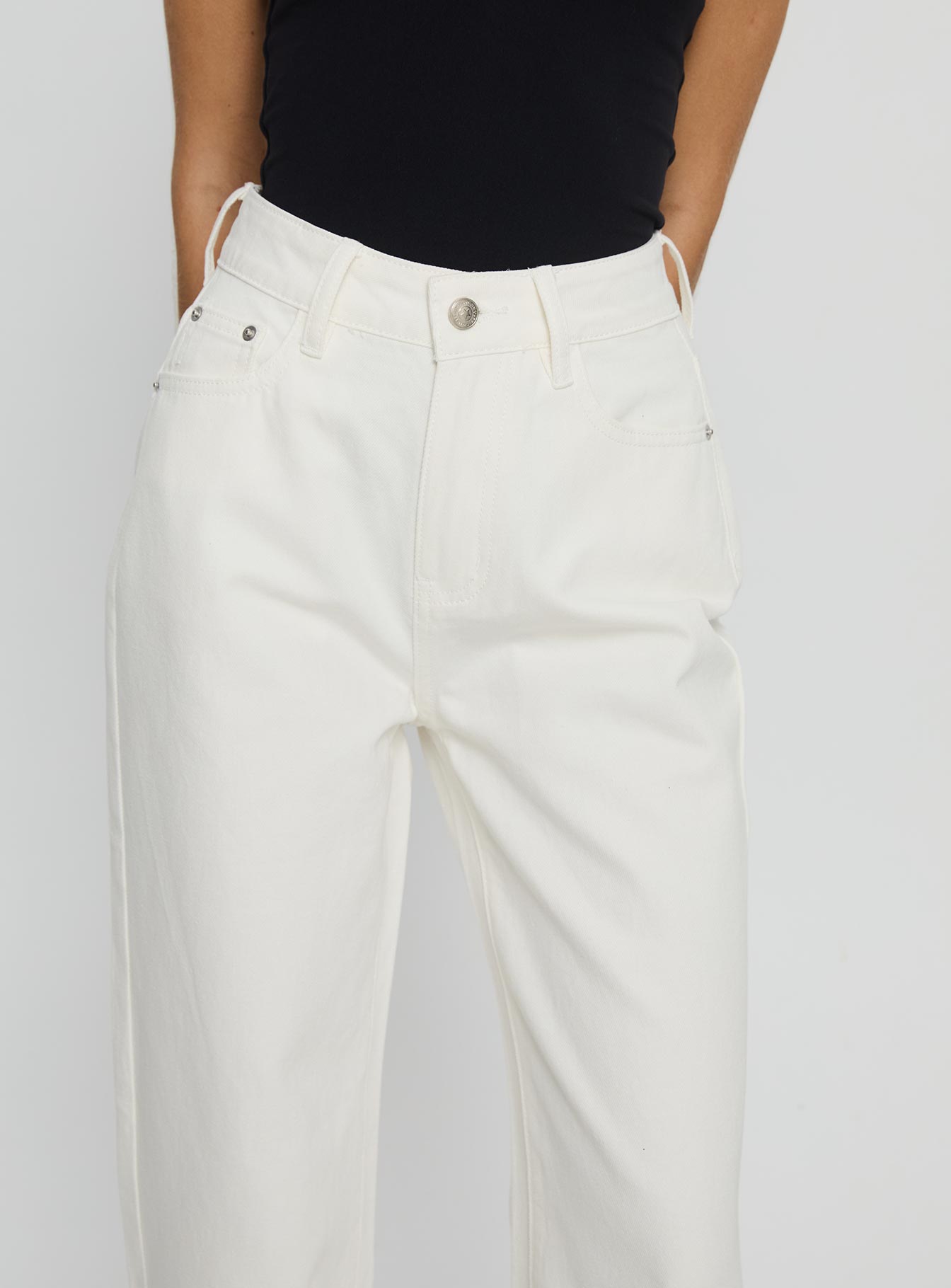 Henesey High Rise Straight Leg Jeans White Wash - Image 6