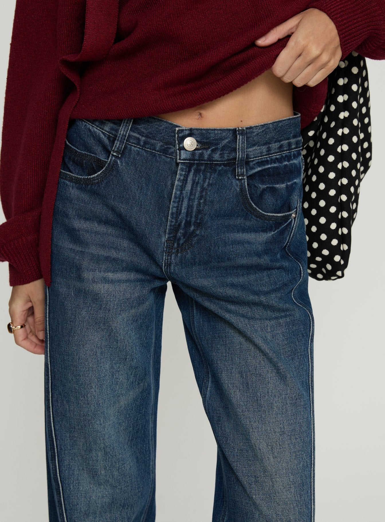 Kellsie High Rise Wide Leg Jeans Dark Blue Wash - Image 6