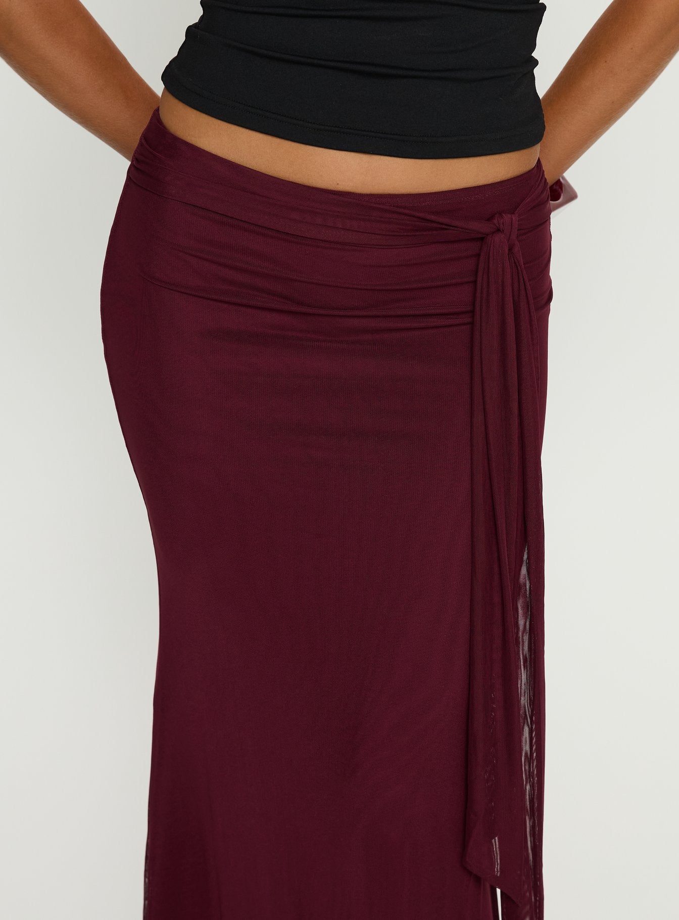 Caviar Tie Maxi Skirt Currant - Image 5