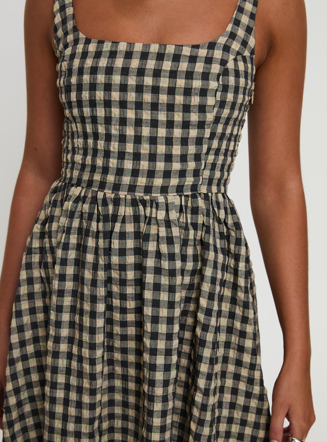 Cartmel Check Maxi Dress Black / Cream - Image 9