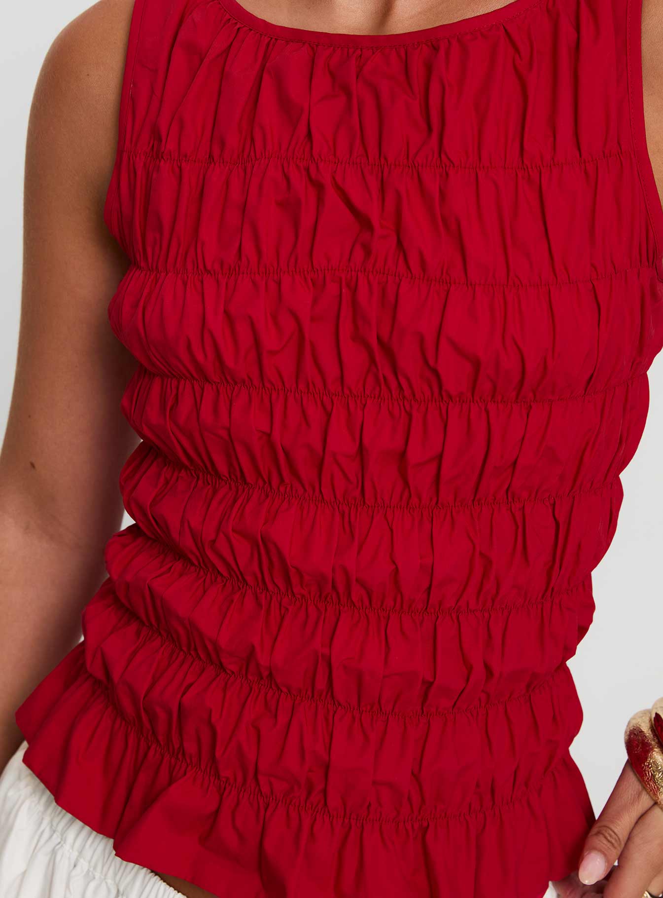 Marleene Shirred Top Red - Image 6