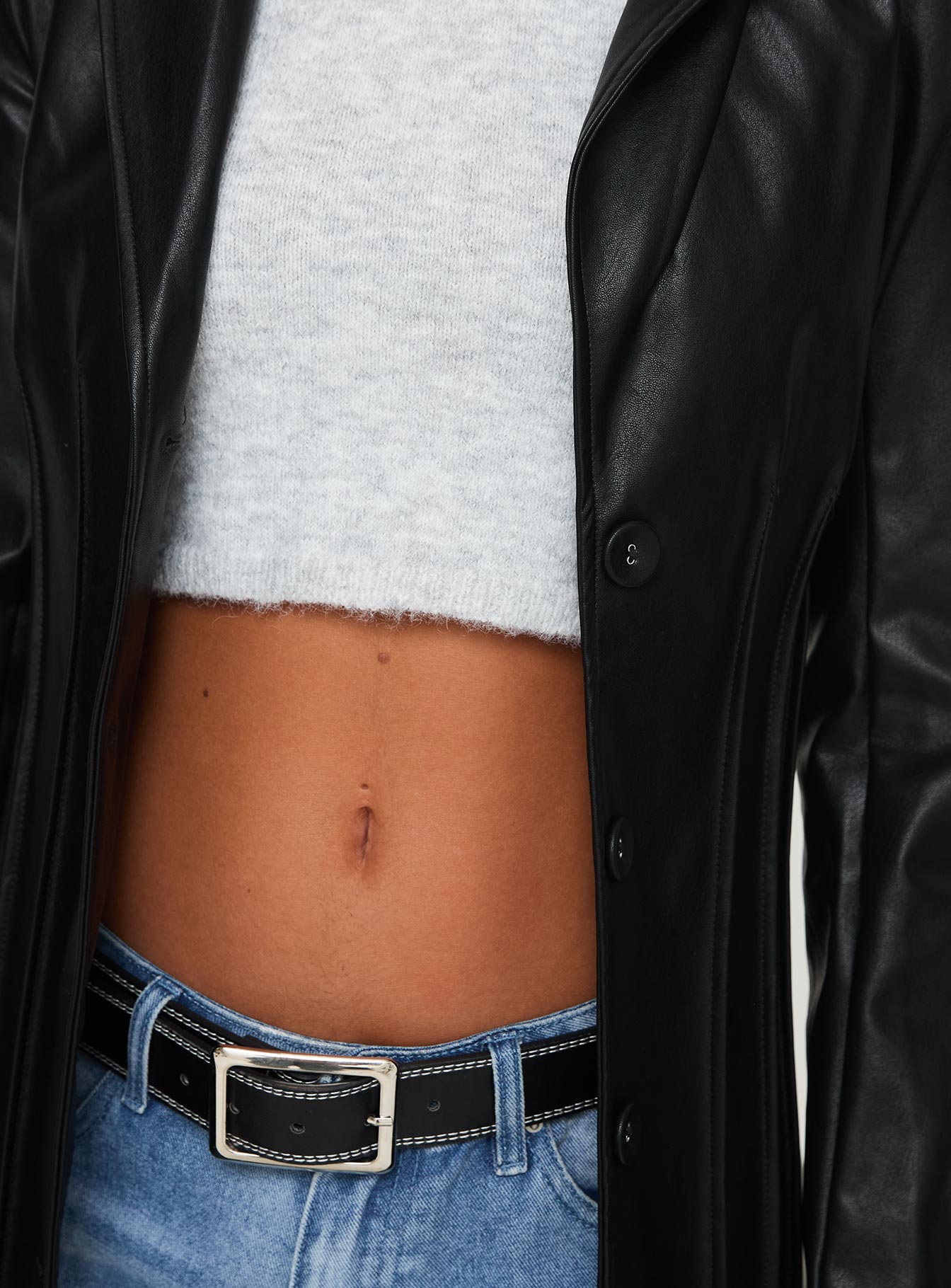 Speak Easy Long Line Faux Leather Coat Black - Image 6