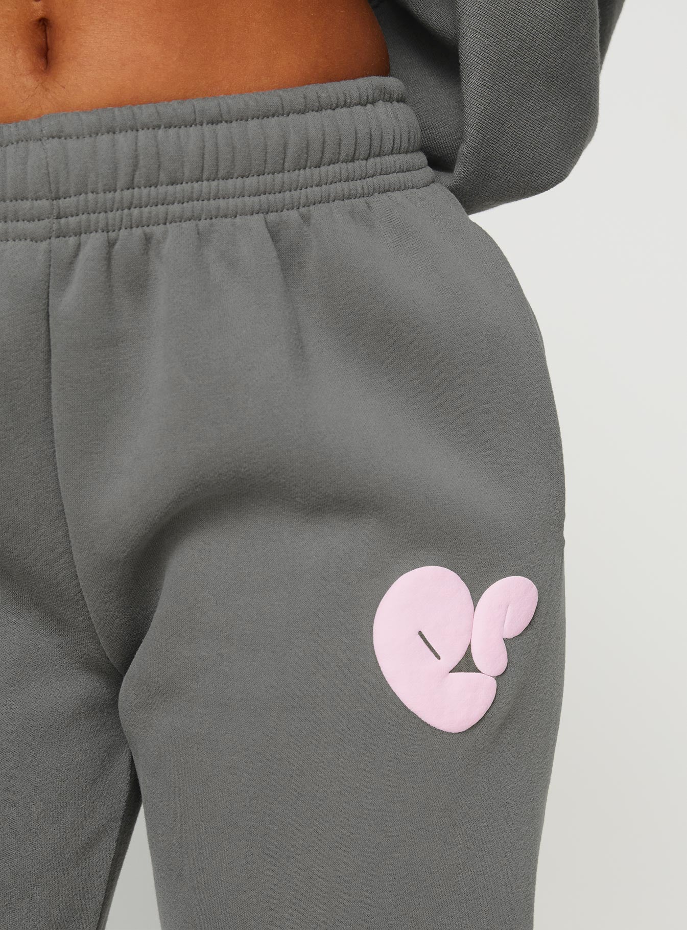 Princess Polly Track Pants Bubble Text Charcoal / Light Pink - Image 6