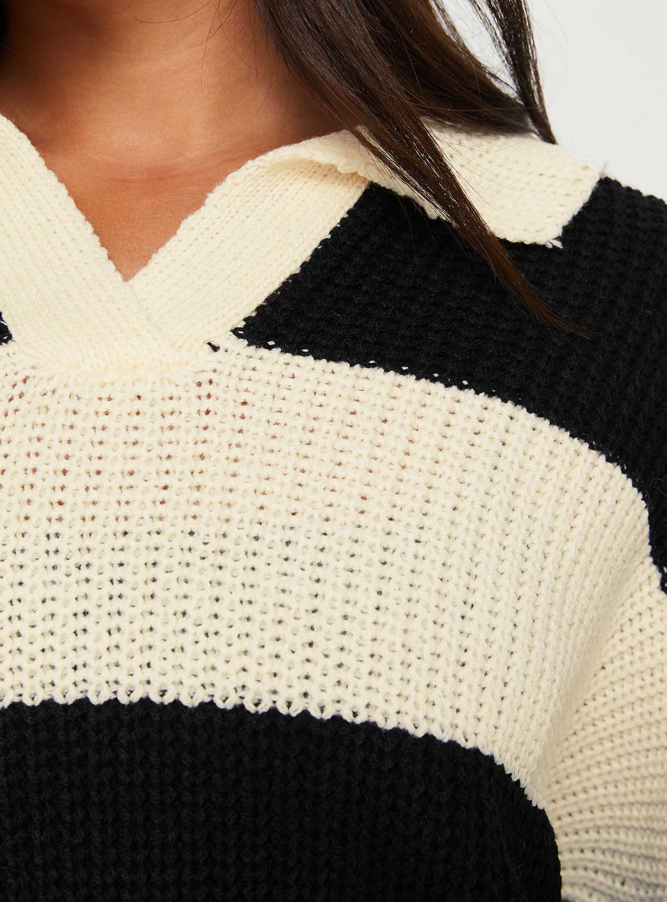 Mild Collared Sweater Cream / Black - Image 5