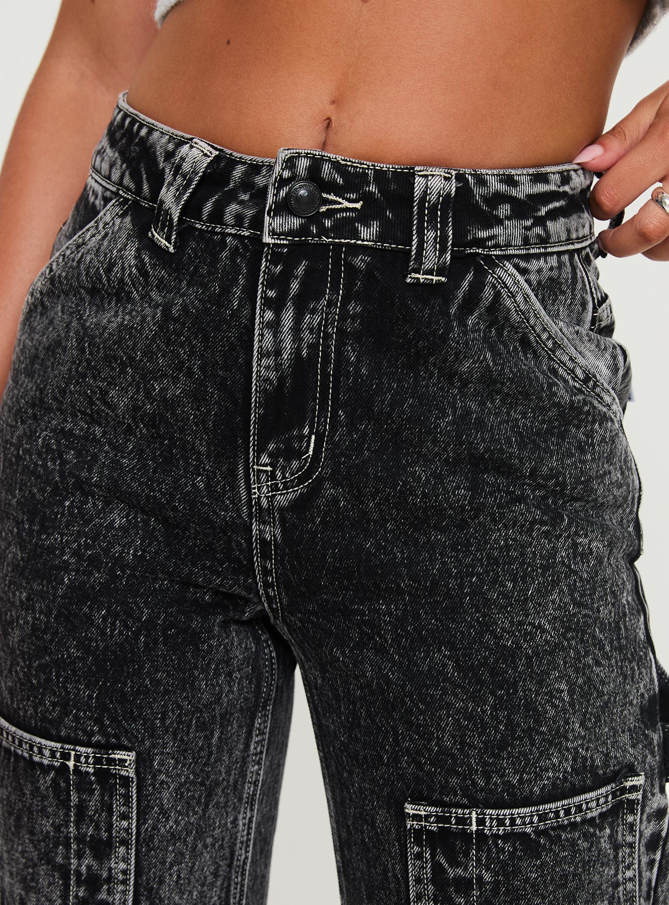 Malachie High Rise Jeans Black Acid Wash - Image 5