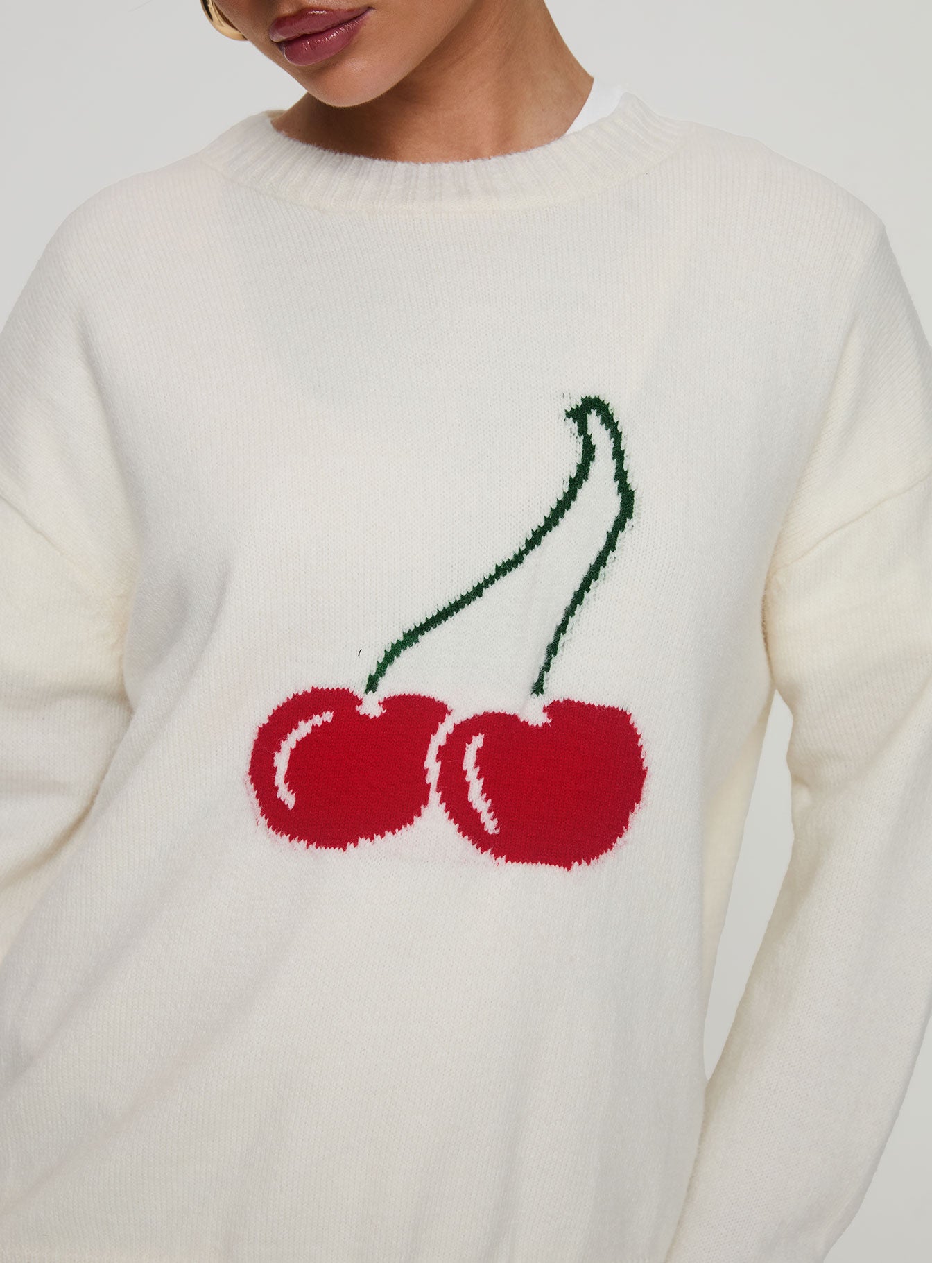 Cherry Dreams Knit Jumper Cream - Image 6