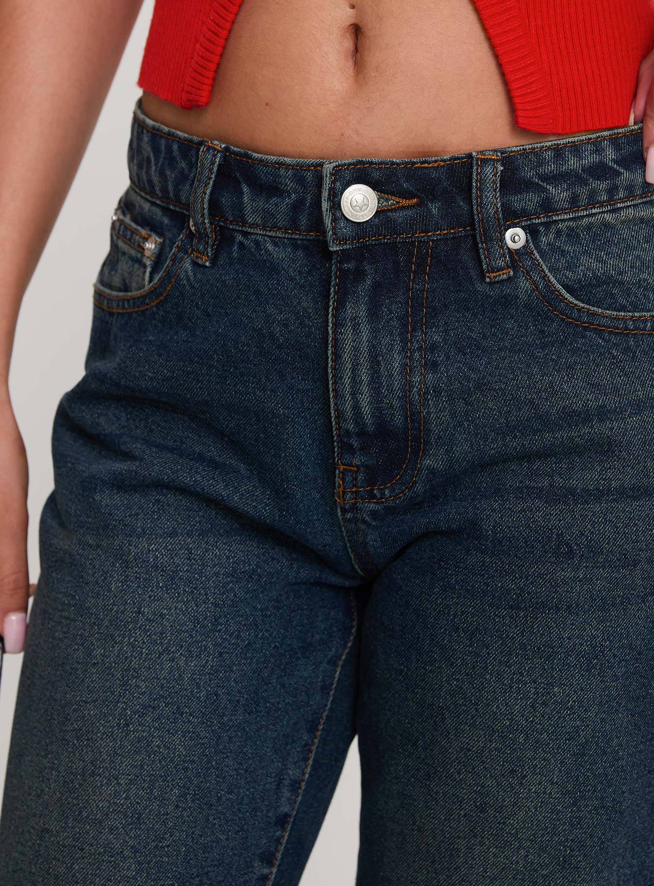 Cybele Mid Rise Straight Leg Jeans Dark Denim - Image 6