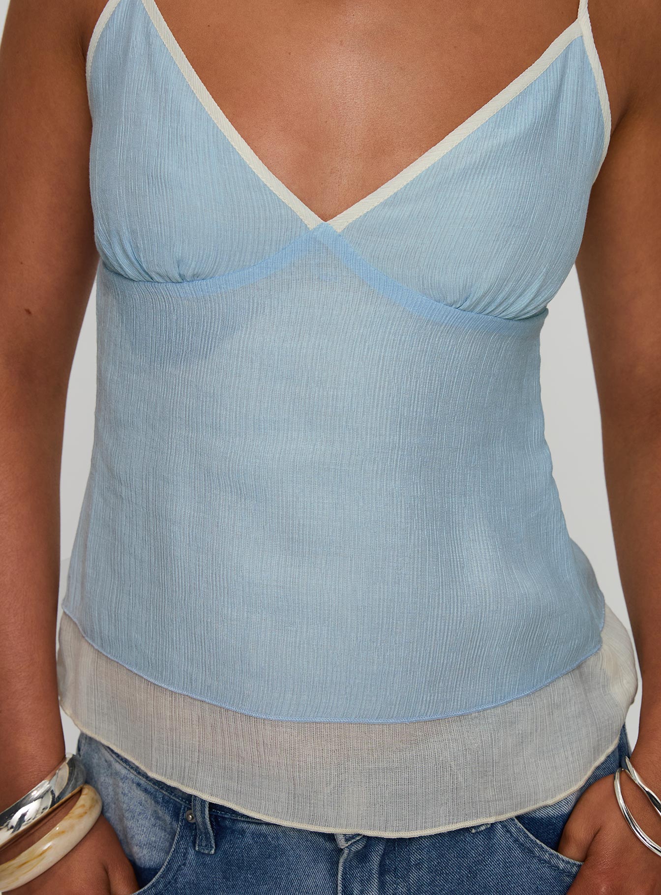 Majorie Layered Top Blue / Cream - Image 5