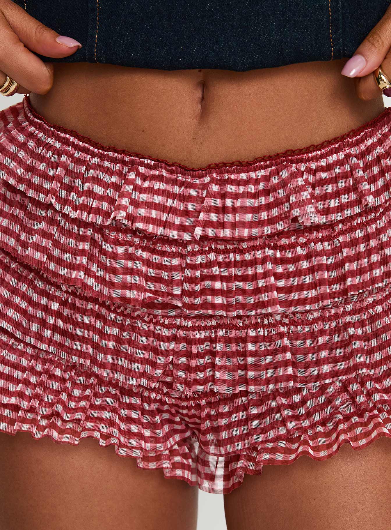 Biscotti Low Rise Bloomer Shorts Red Gingham - Image 6