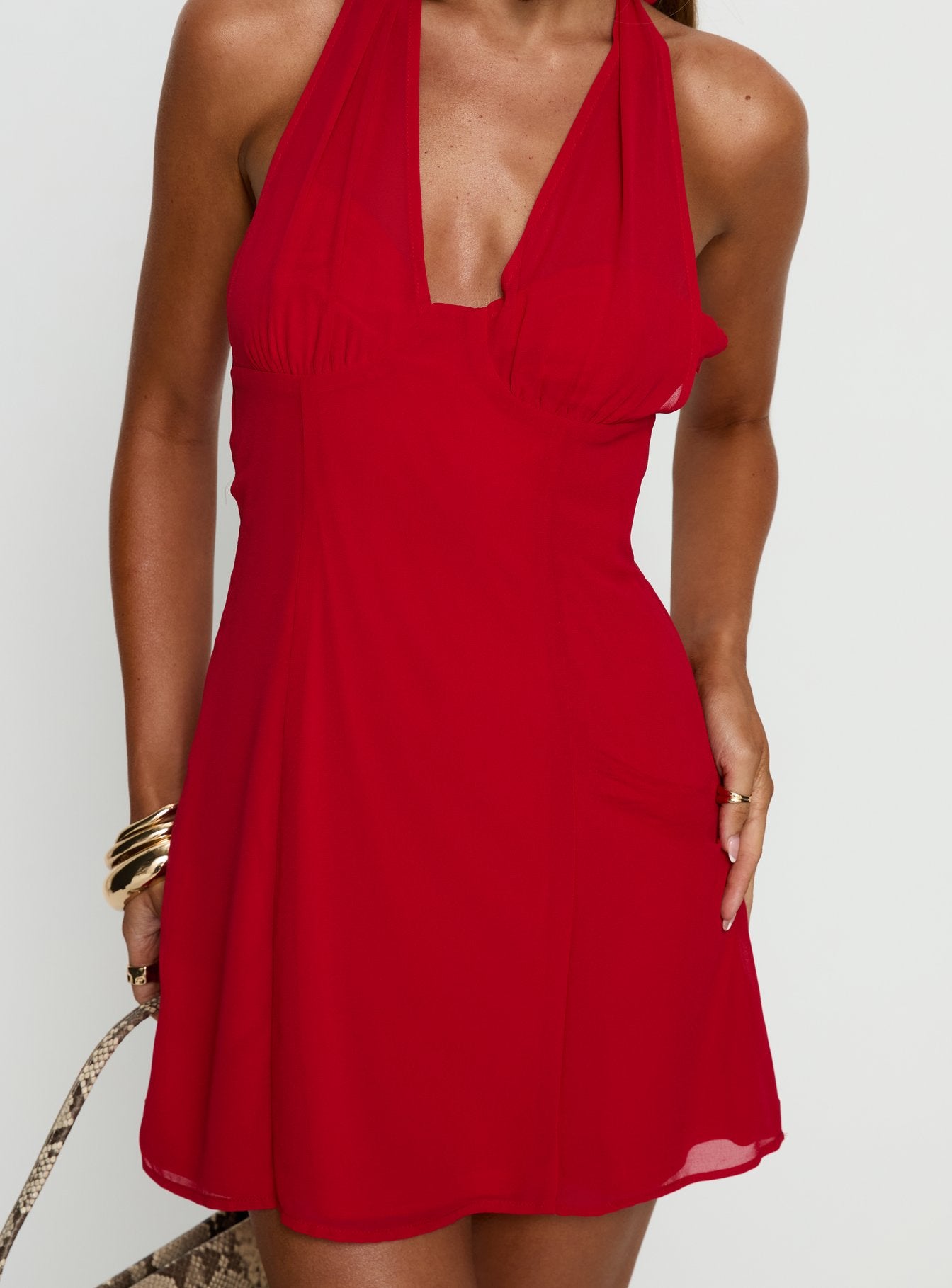 Oneida Halter Mini Dress Red - Image 6
