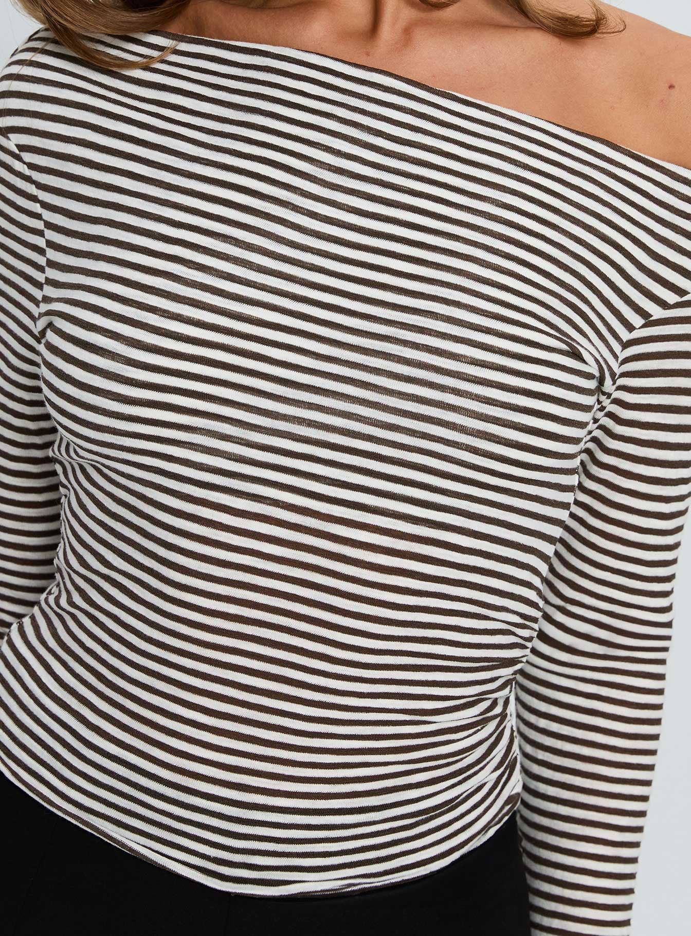 Synergies Long Sleeve Top Brown / White Stripe - Image 6